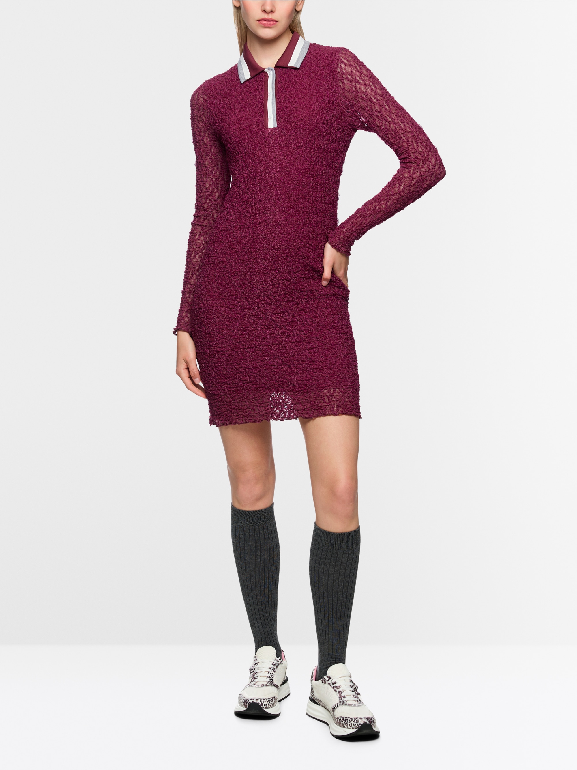 Polo dress with mesh look
