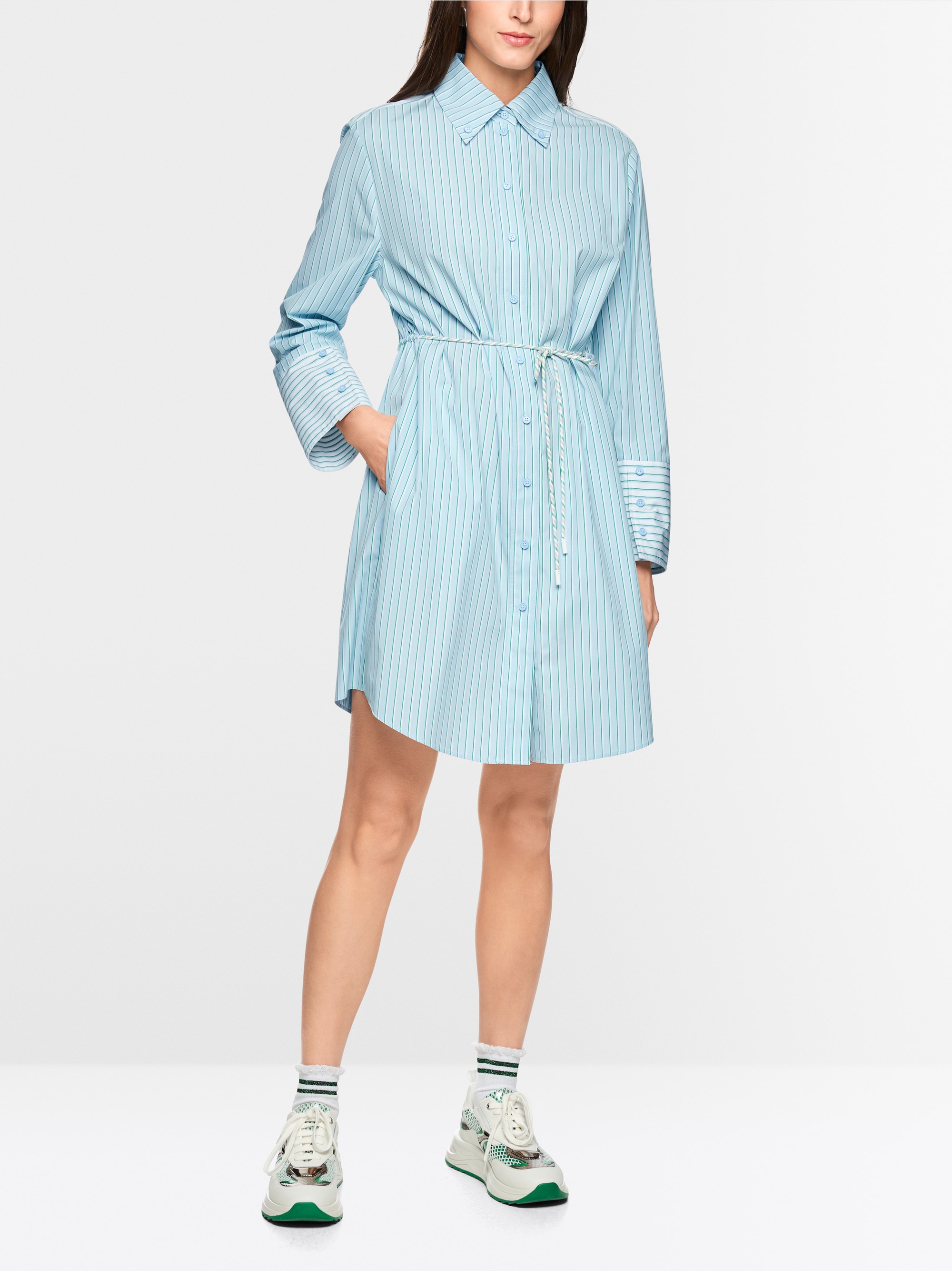 Striped mini dress made from cotton