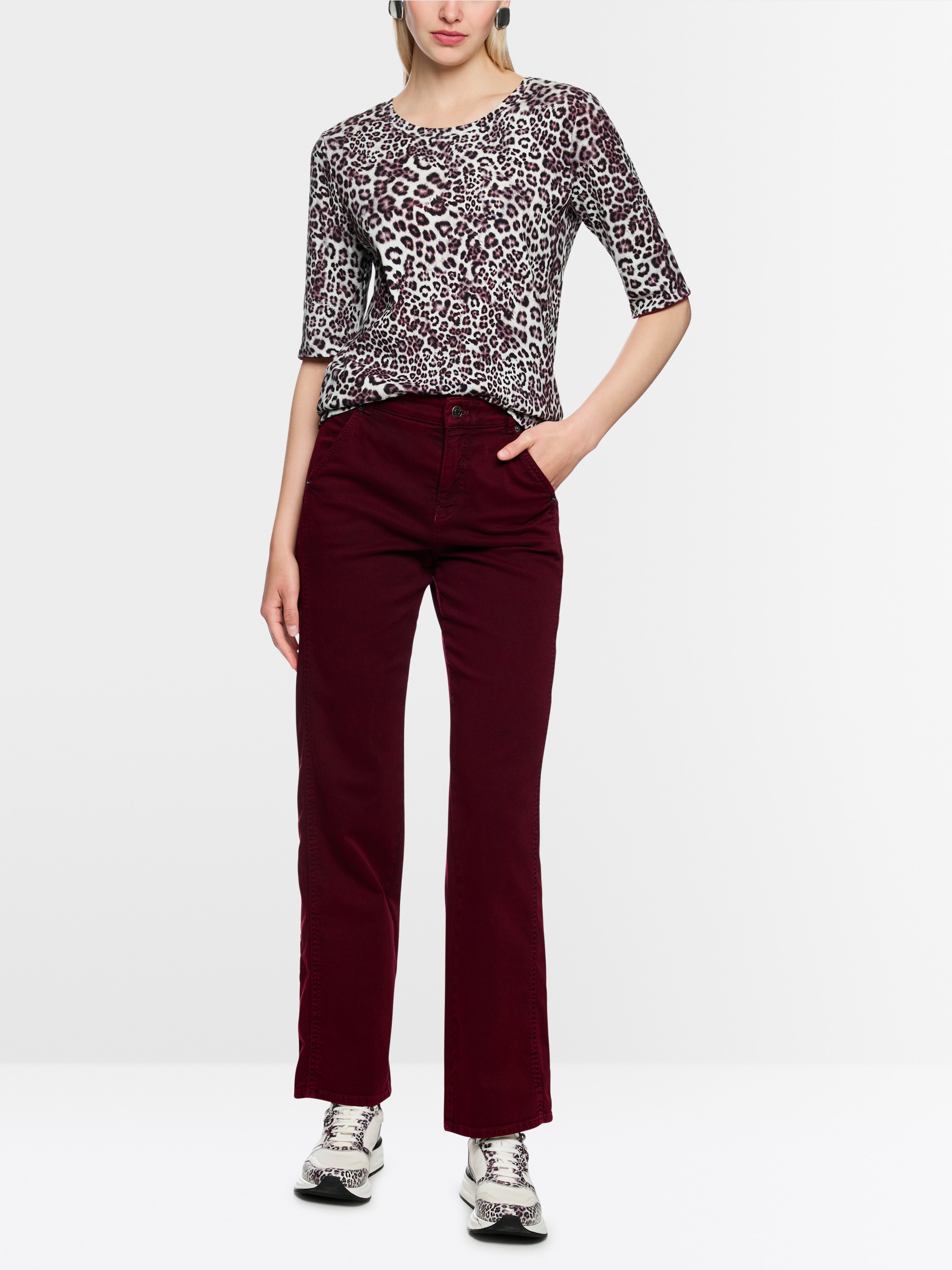 Ribbed shirt with leopard print