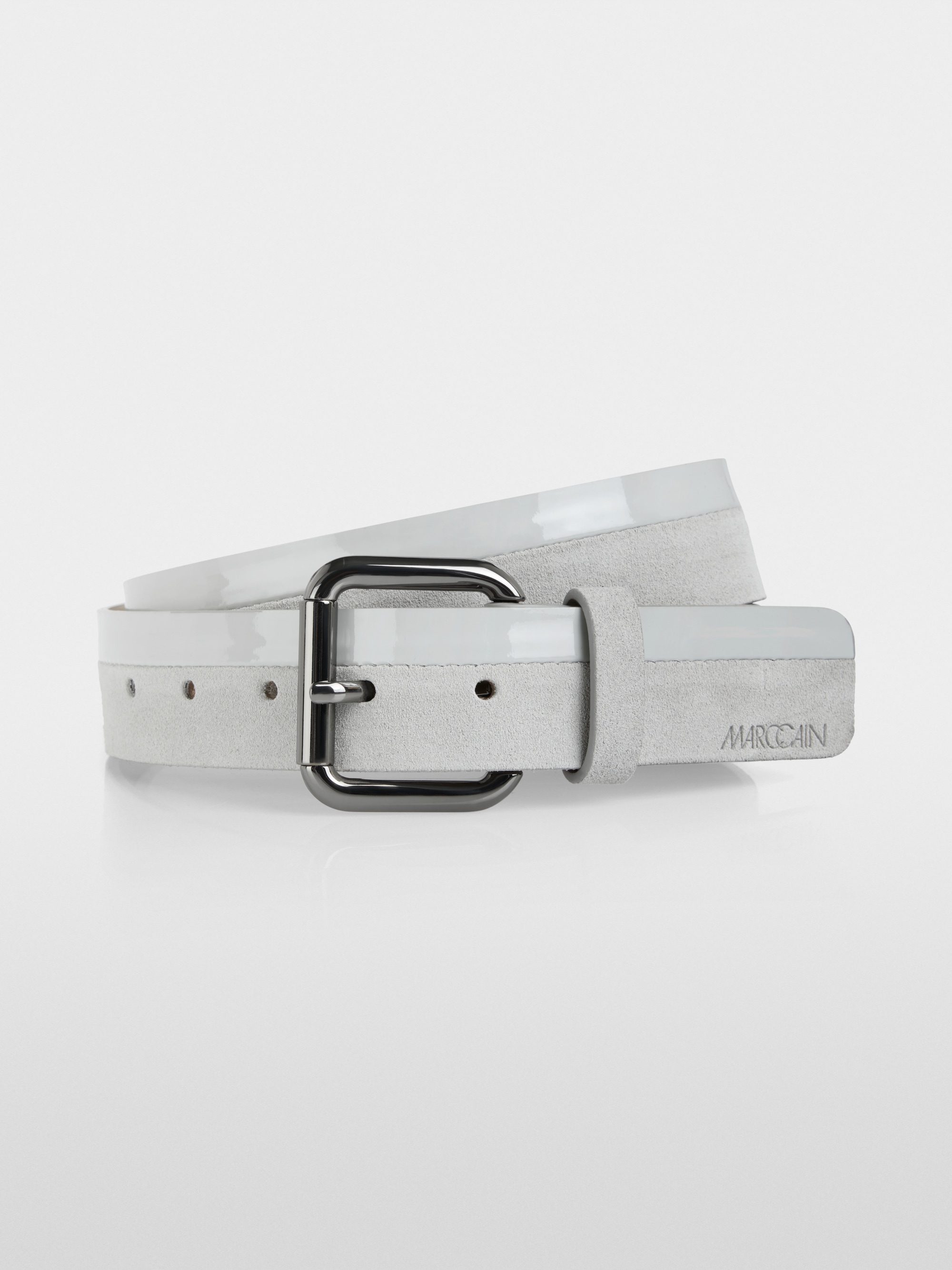 Leather belt in material mix