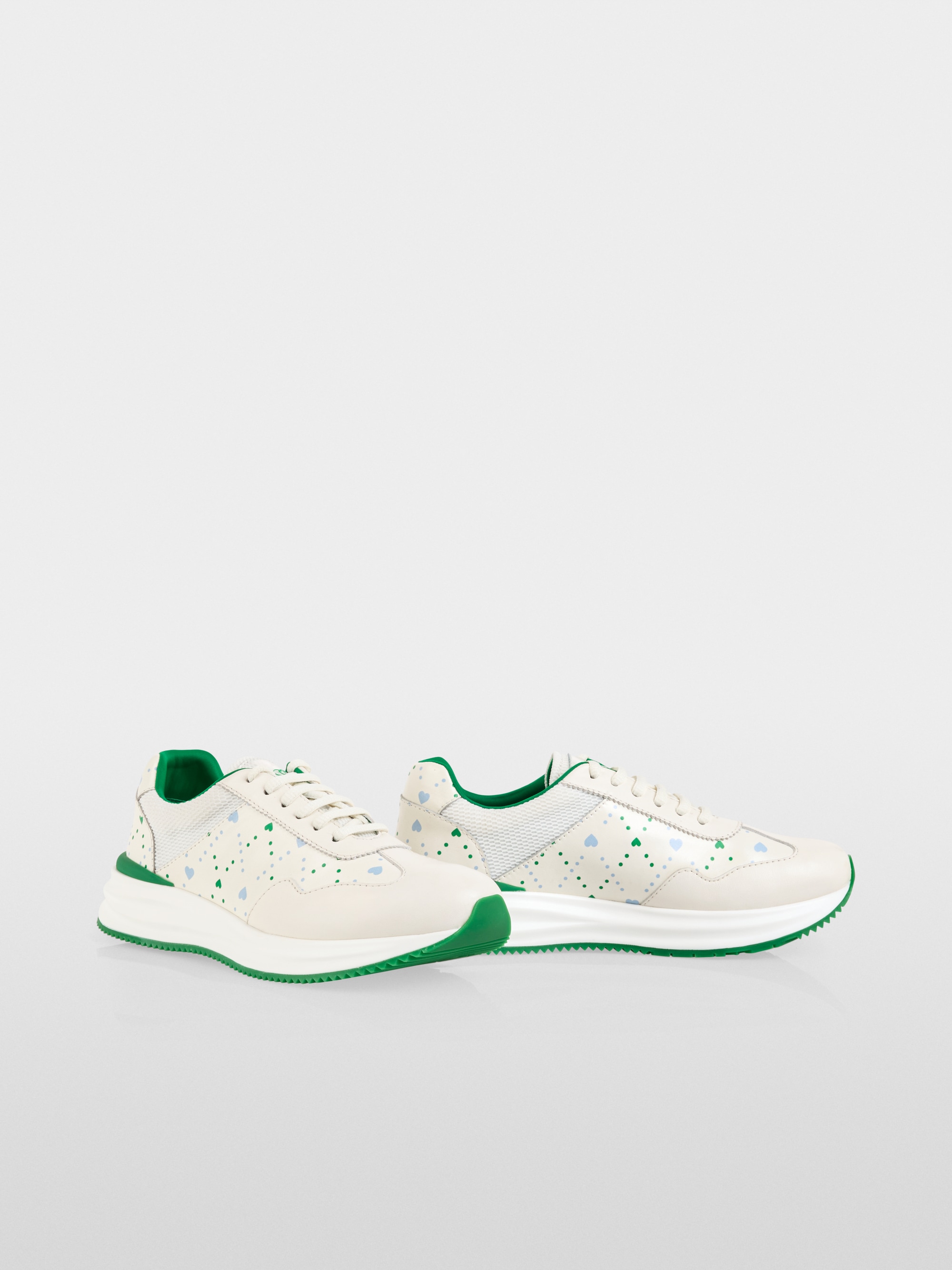 Leather mix trainers with heart print