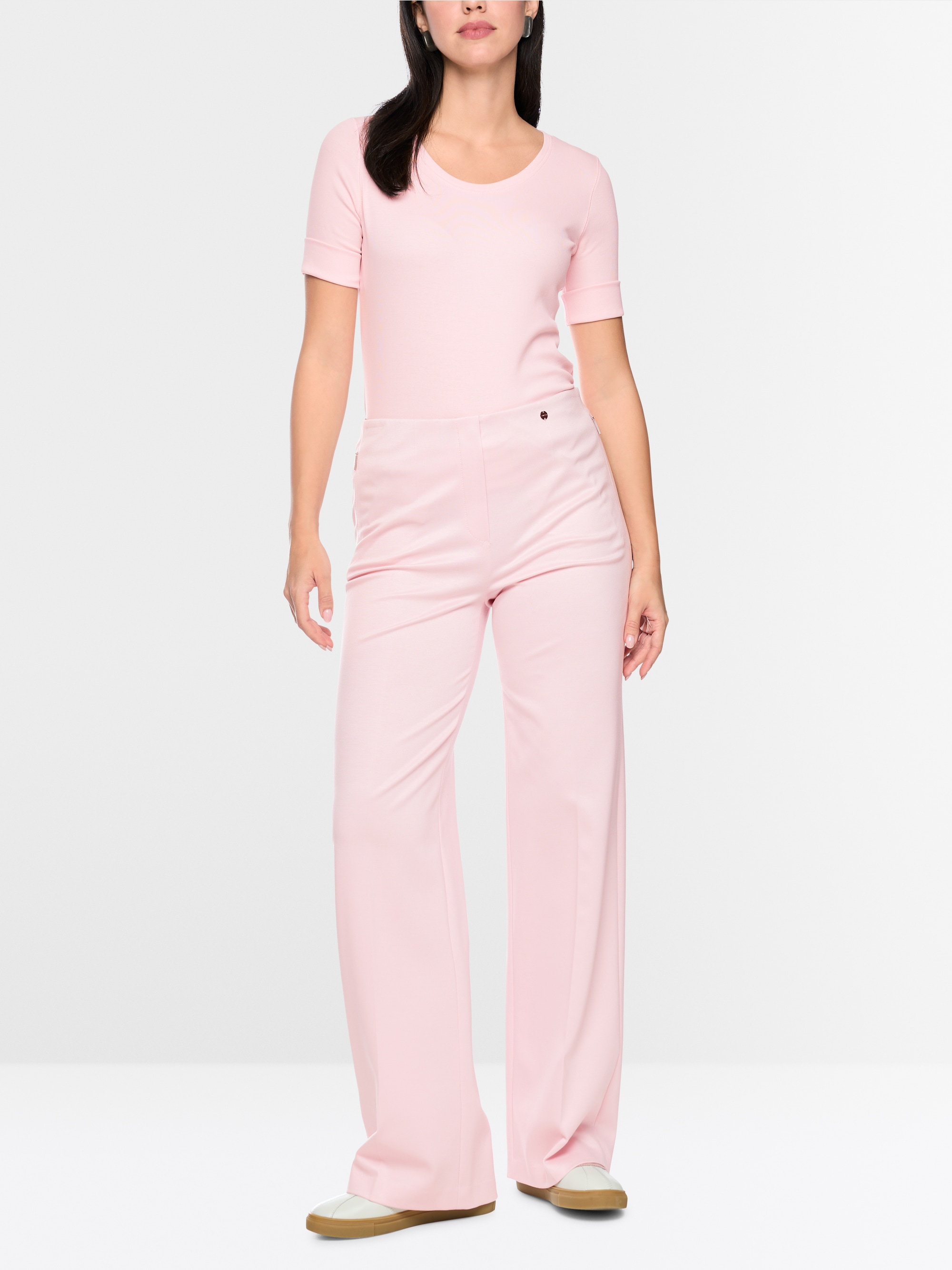 Stretch cotton shirt with half sleeves