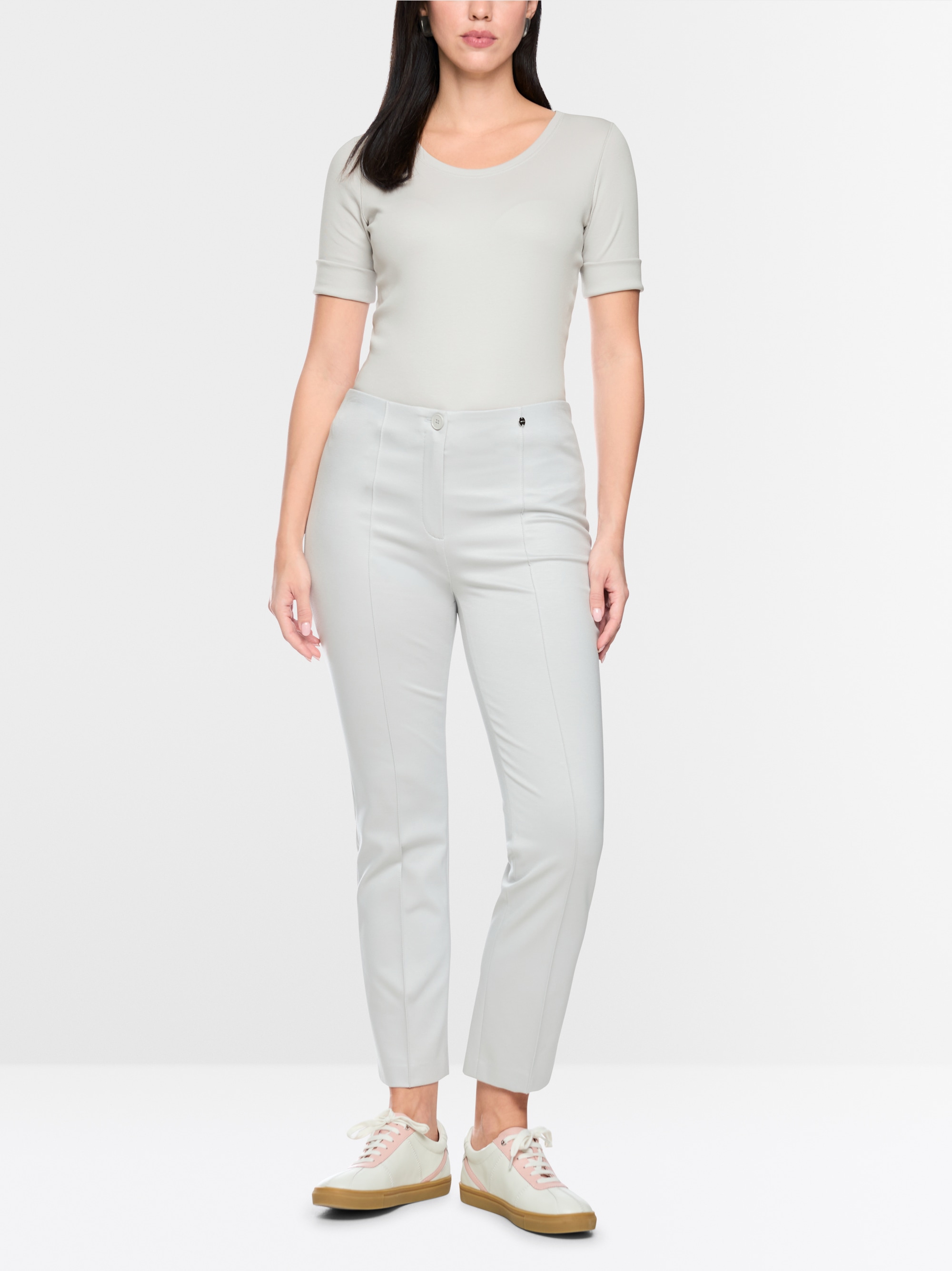 Stretch cotton shirt with half sleeves