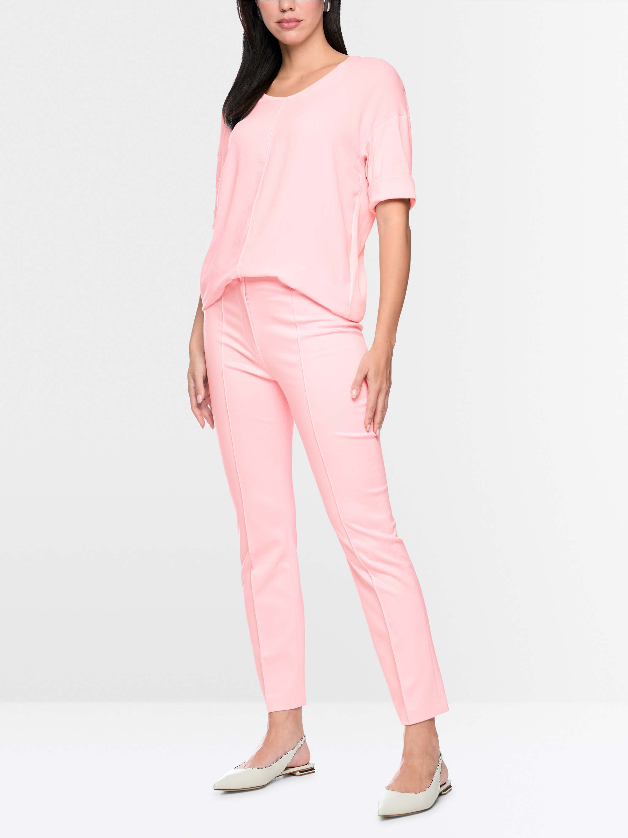 Materials mix blouse-style shirt