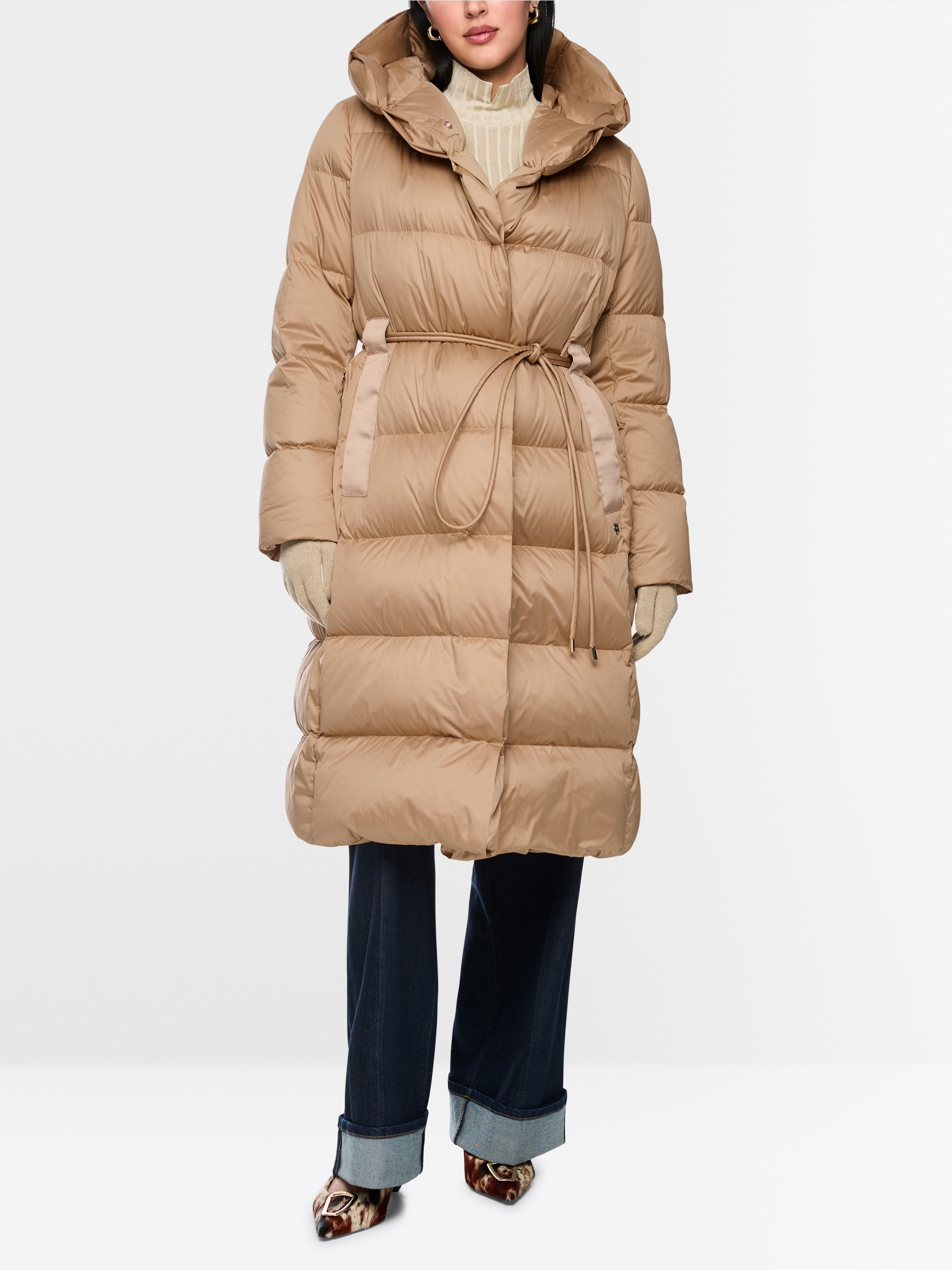 Long down coat with hood