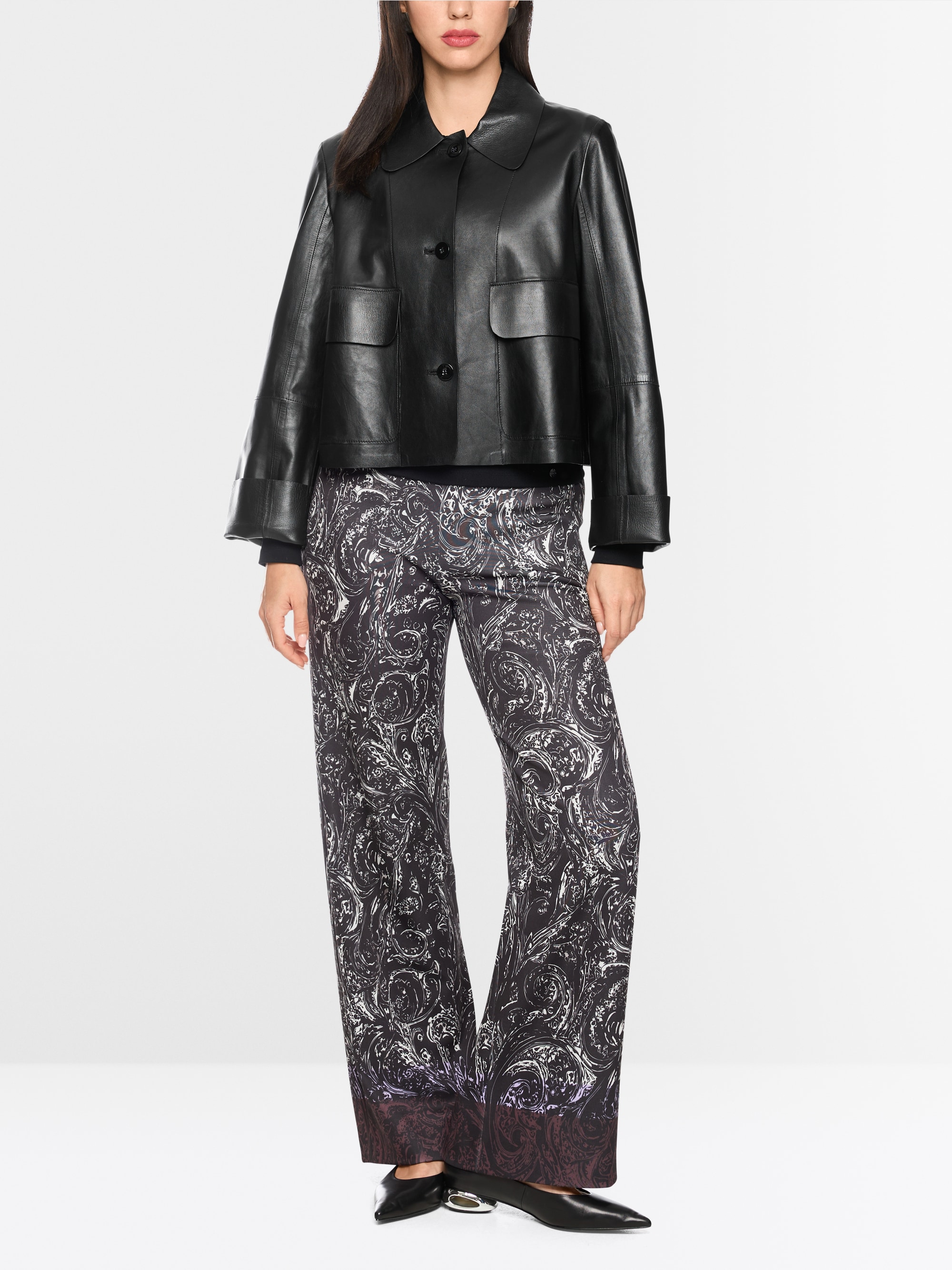 Cropped leather jacket