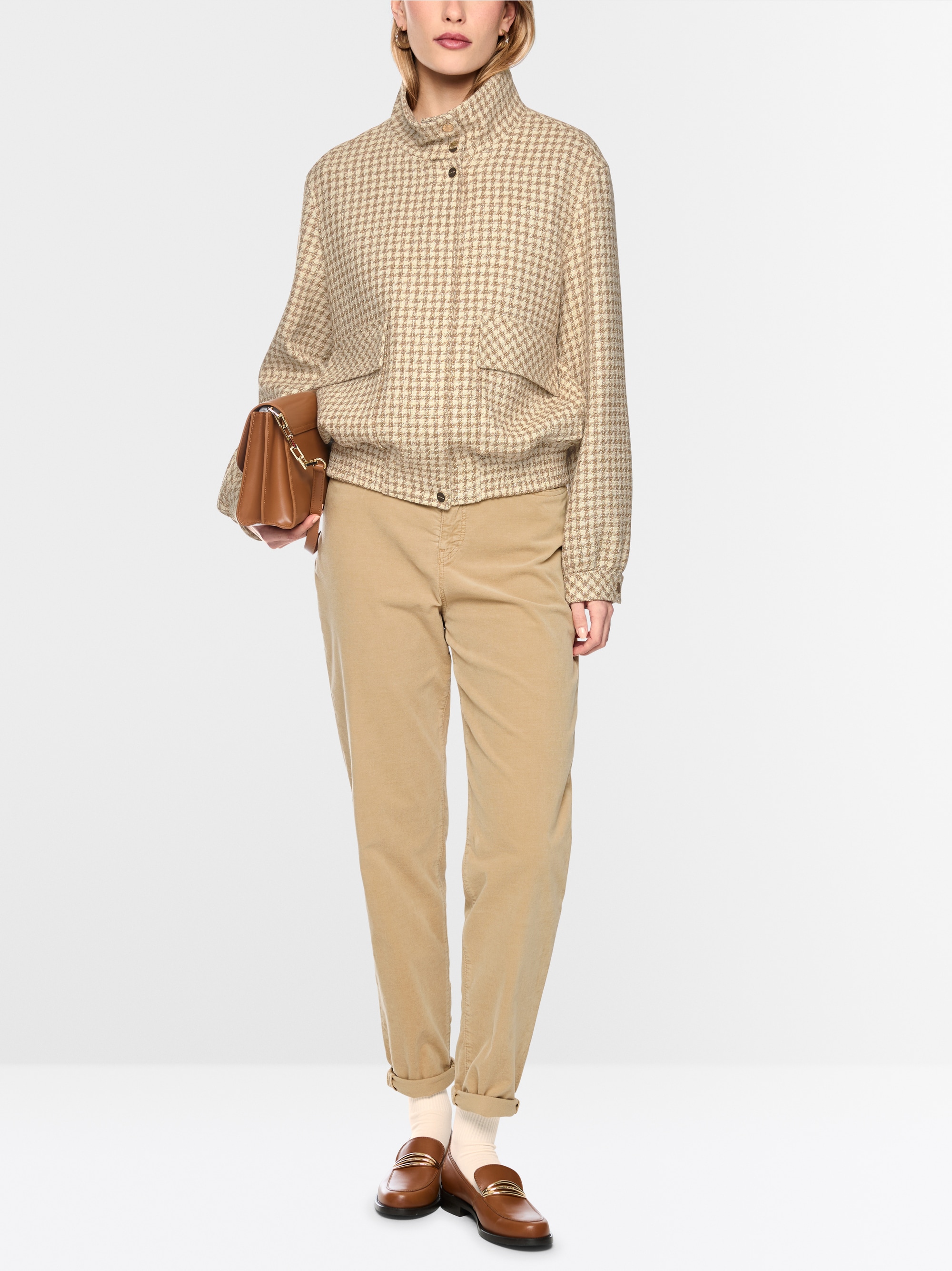 Blouson jacket with houndstooth