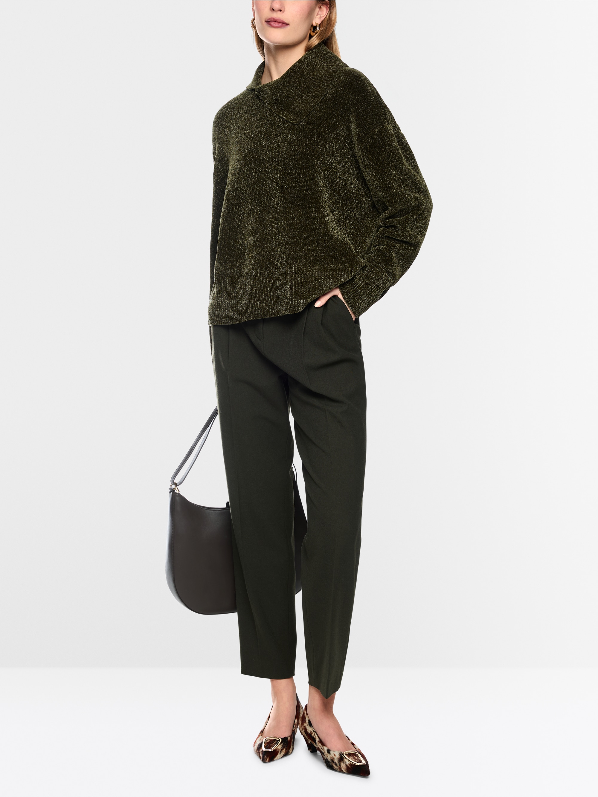 Chenille yarn turtleneck jumper