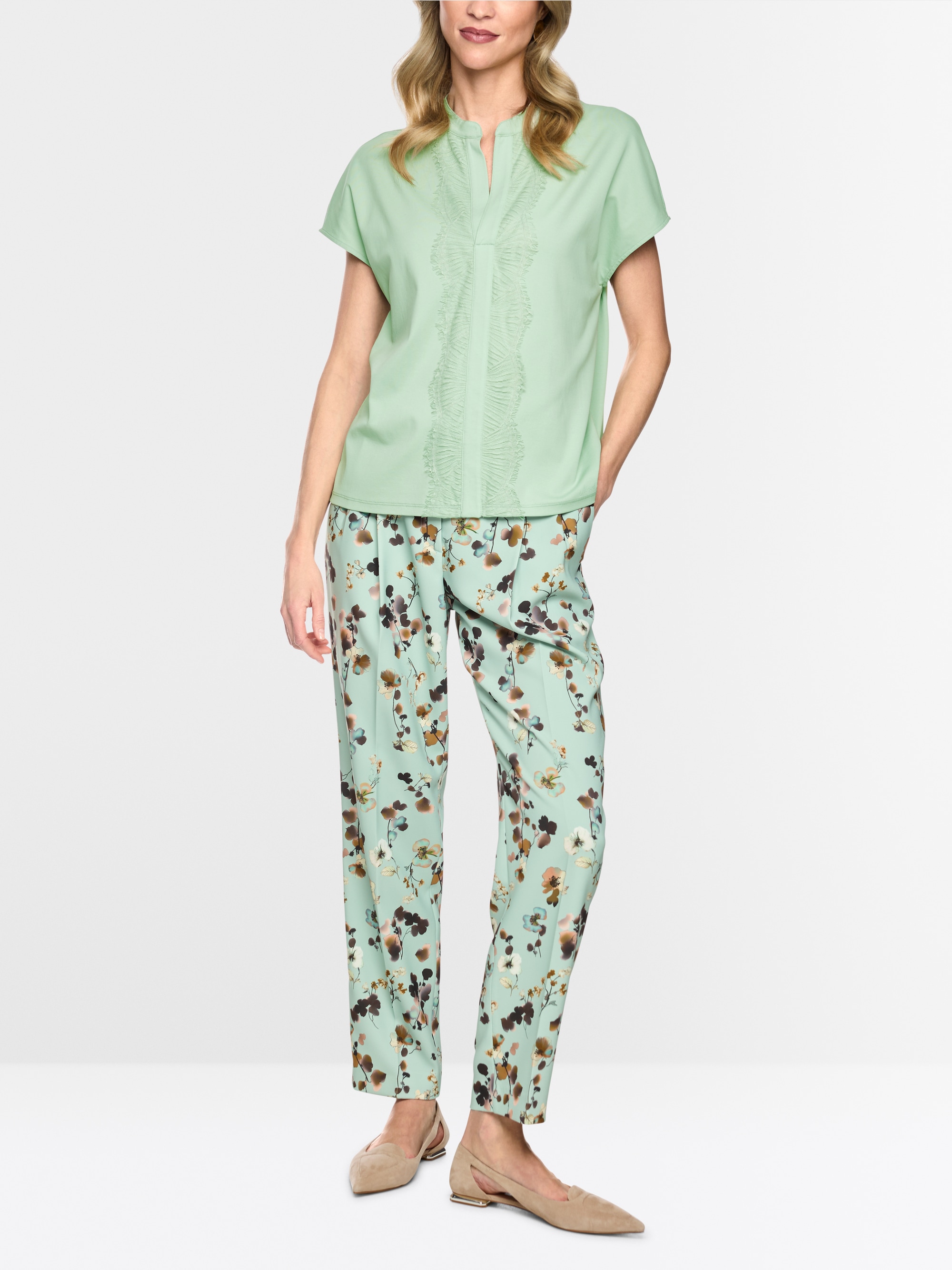Shirt with lace trim