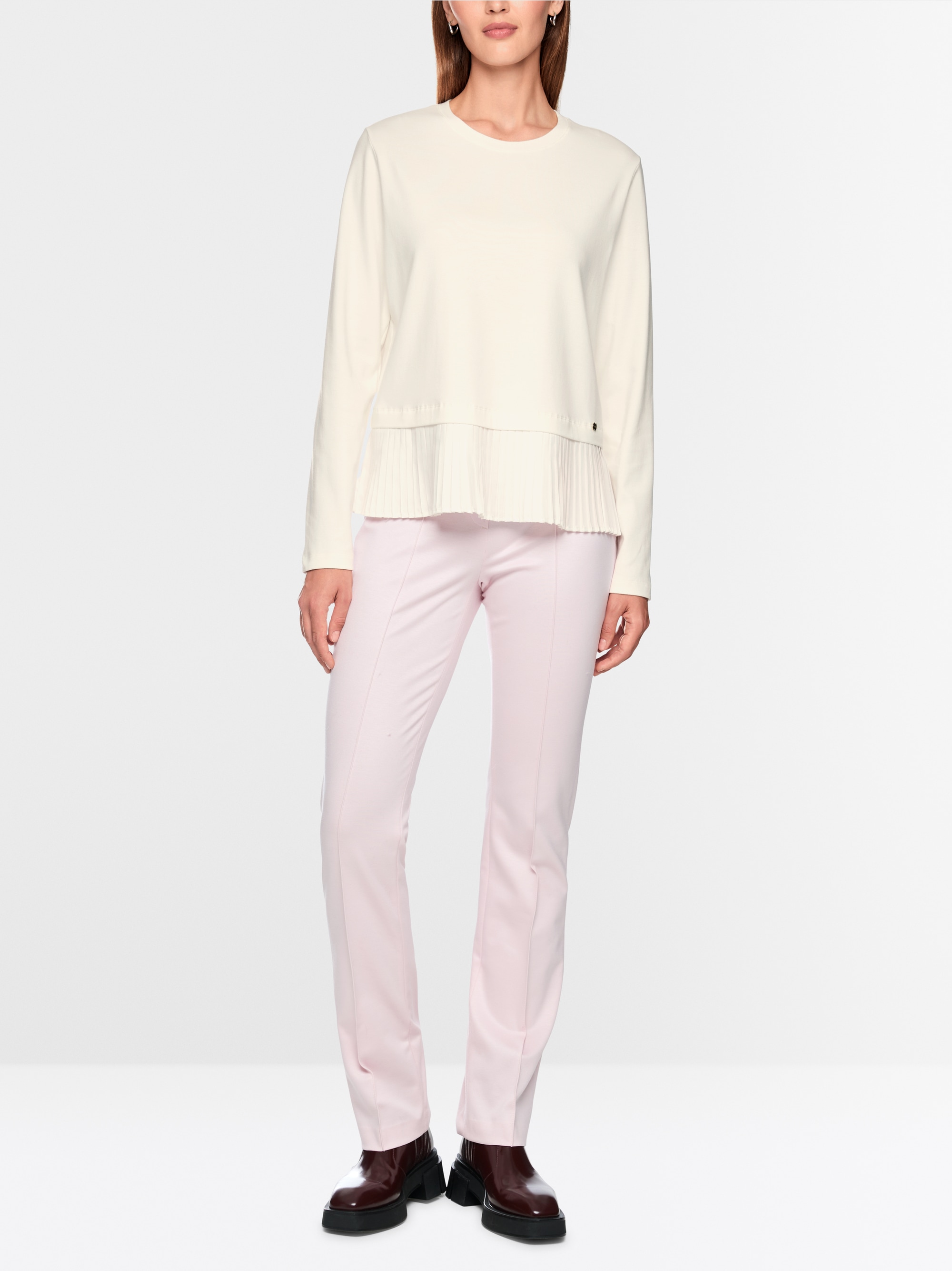 Shirt with pleated flounce detail