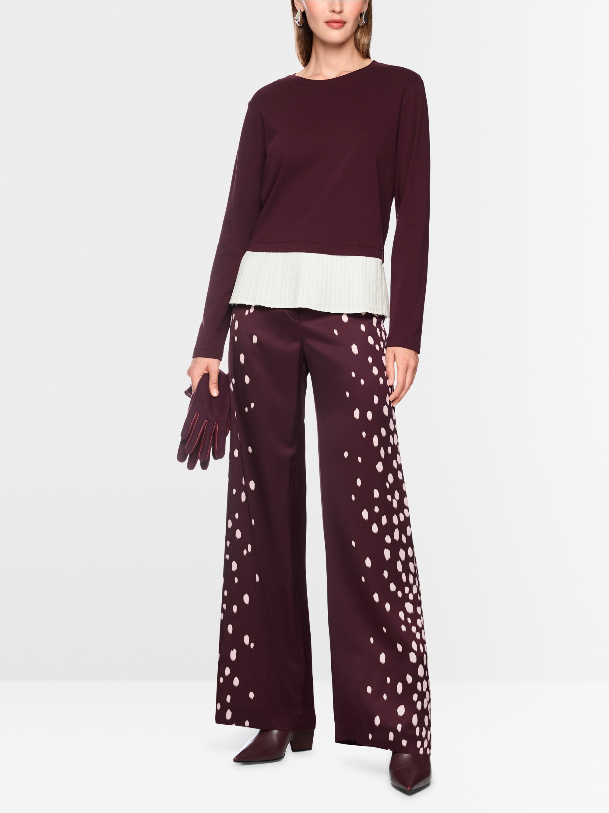 Shirt with pleated flounce detail