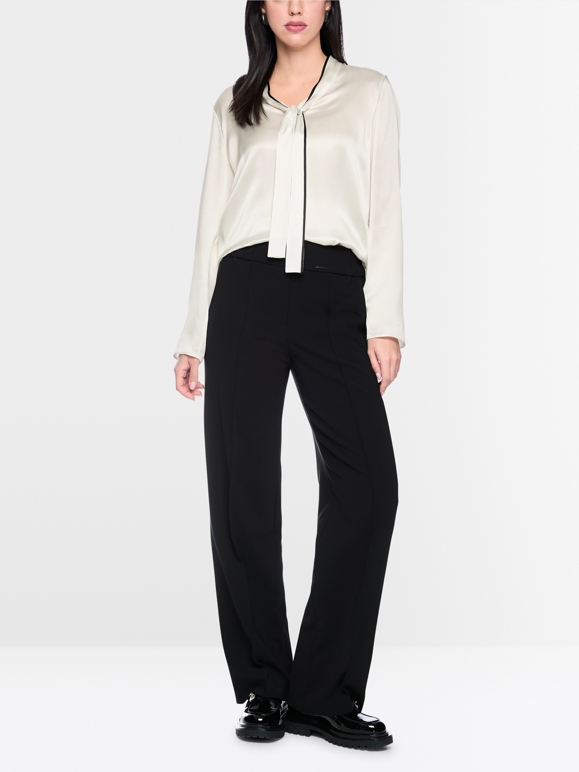 Silk-blend bow blouse