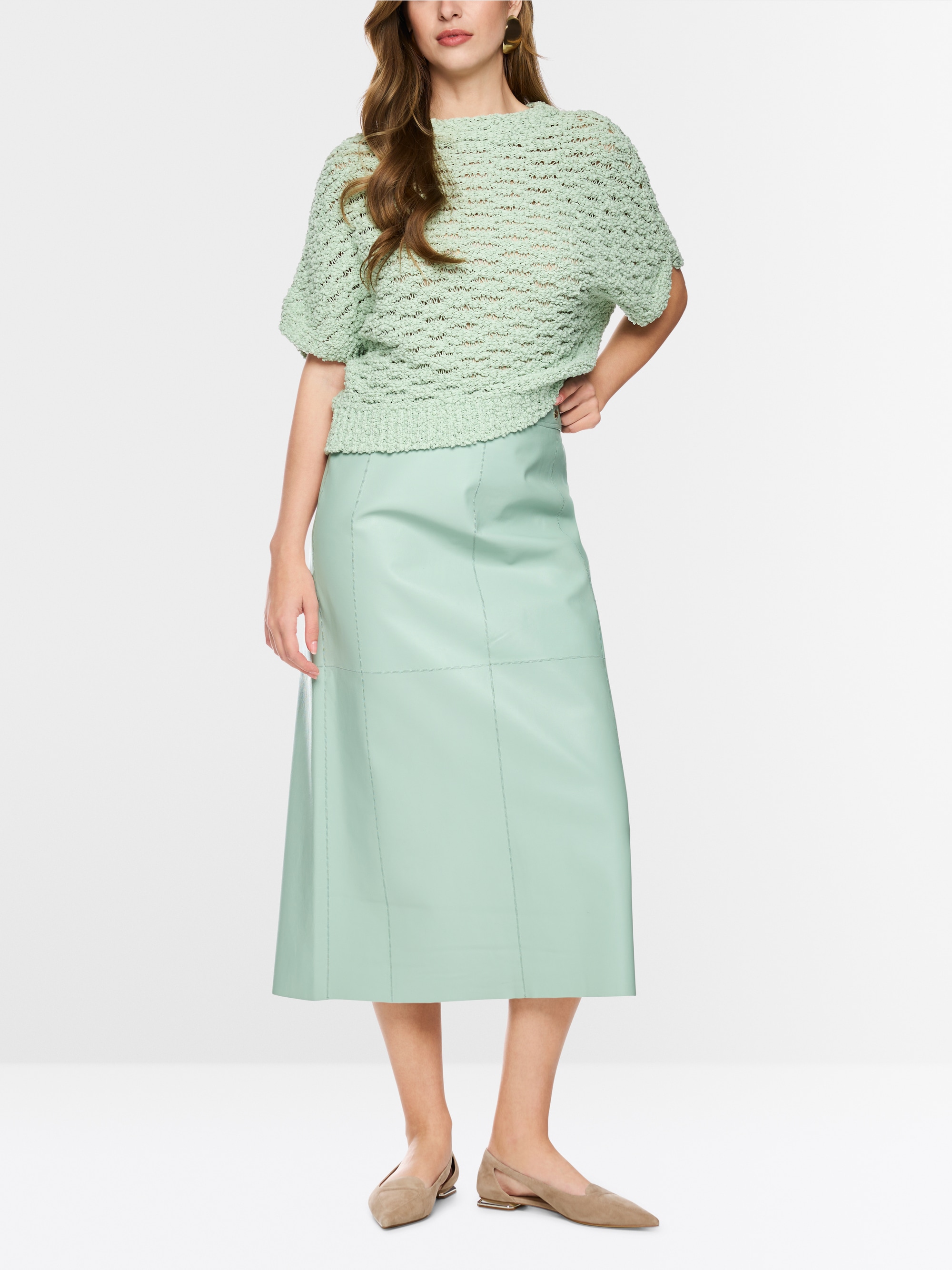 Fine nappa leather maxi skirt
