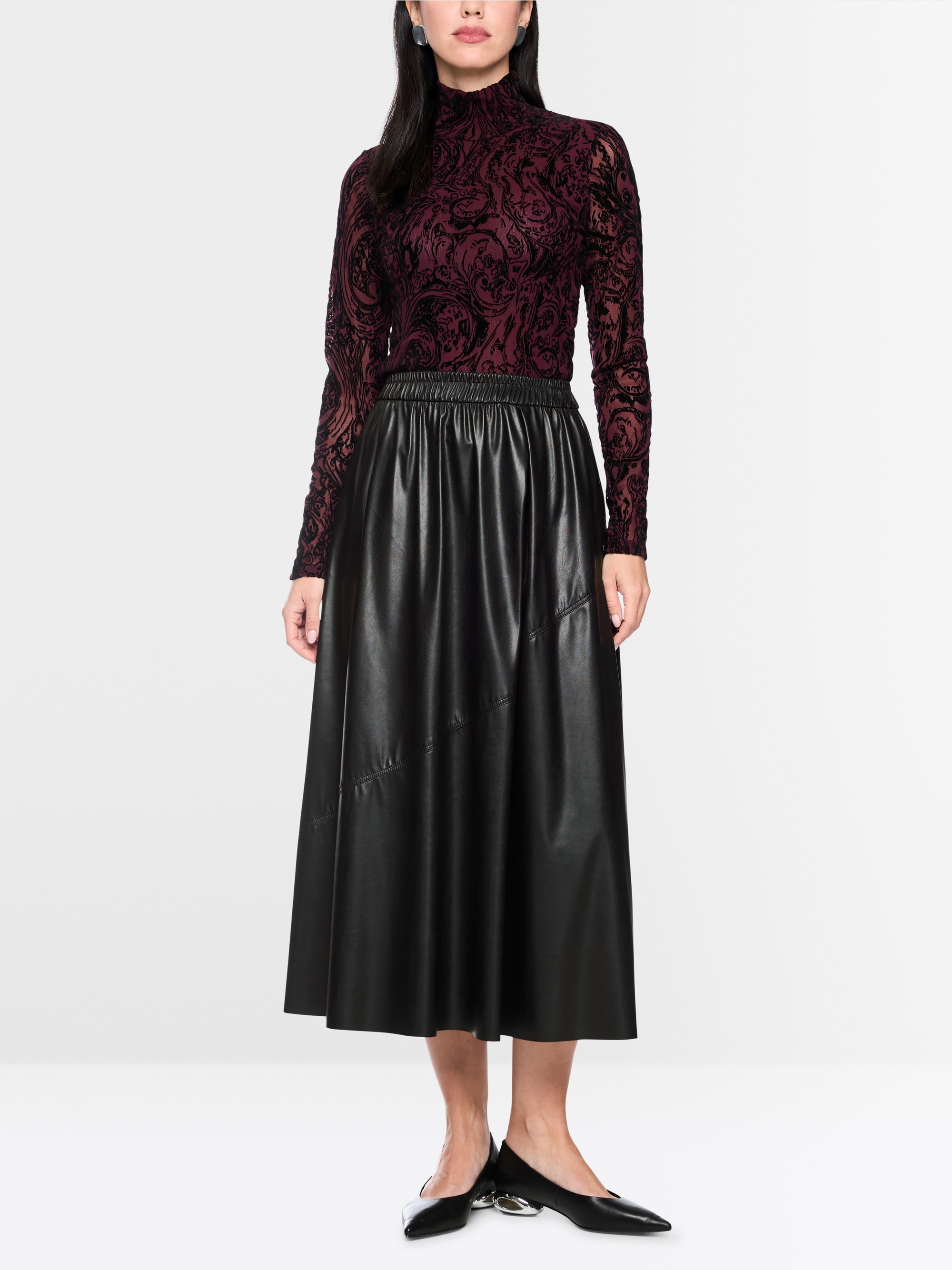 Leather-look midi skirt