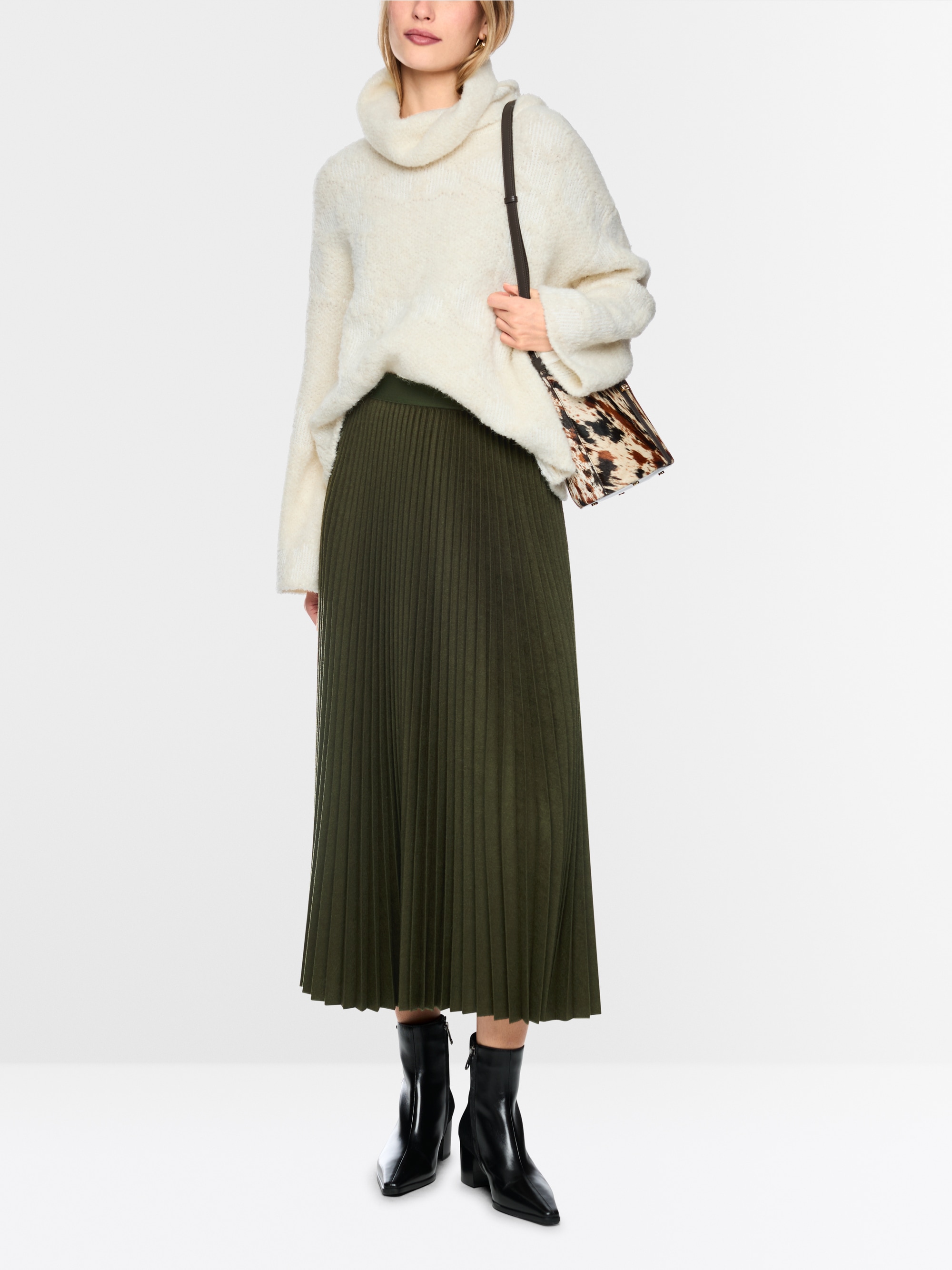Boiled wool midi skirt