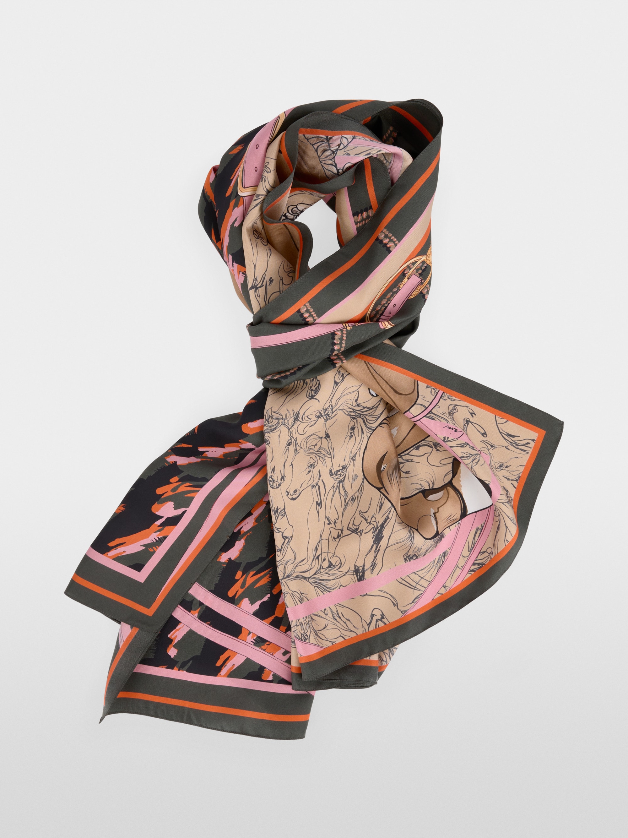 Silk scarf with mixed print