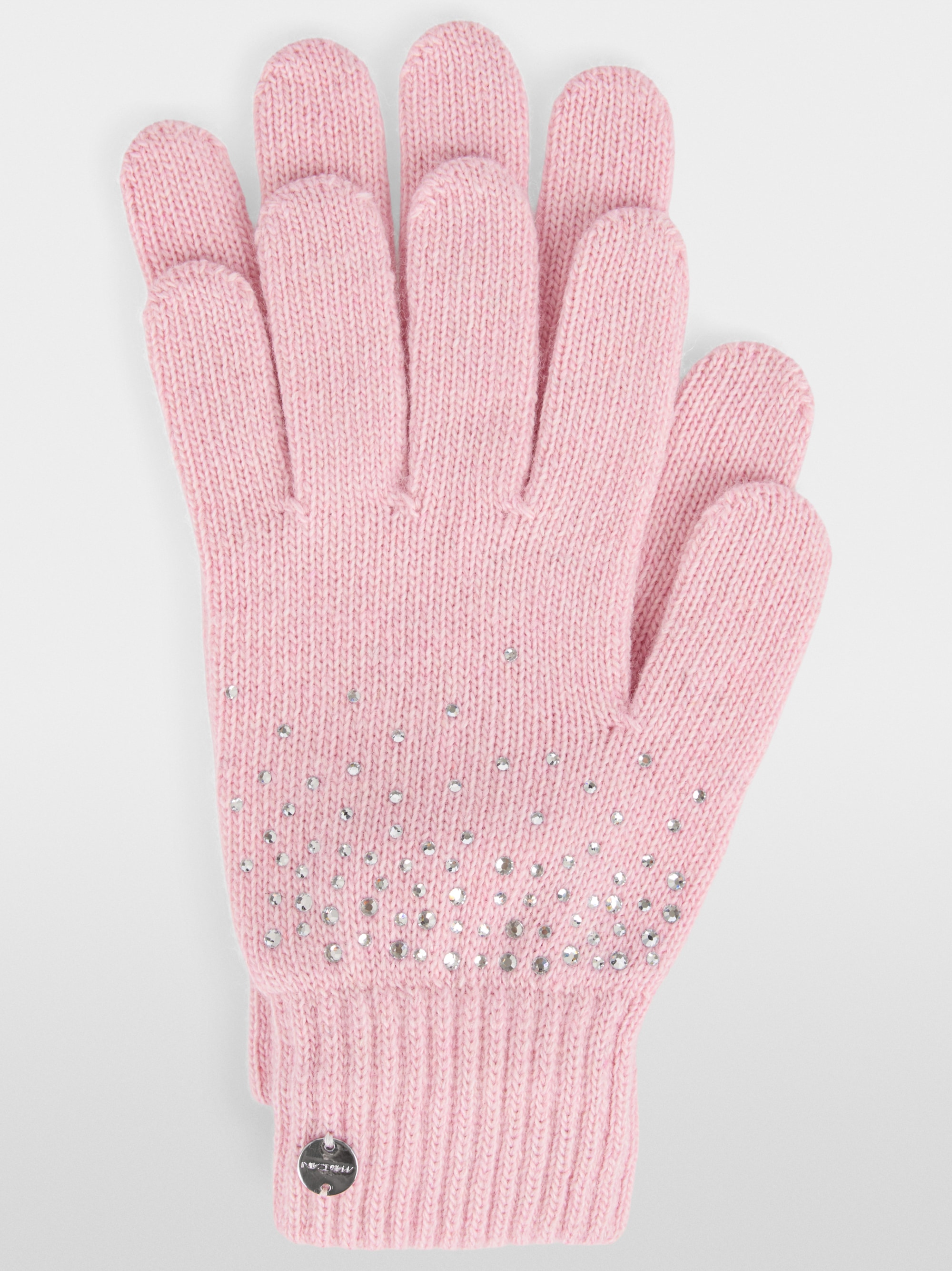 Fine-knit gloves with rhinestones