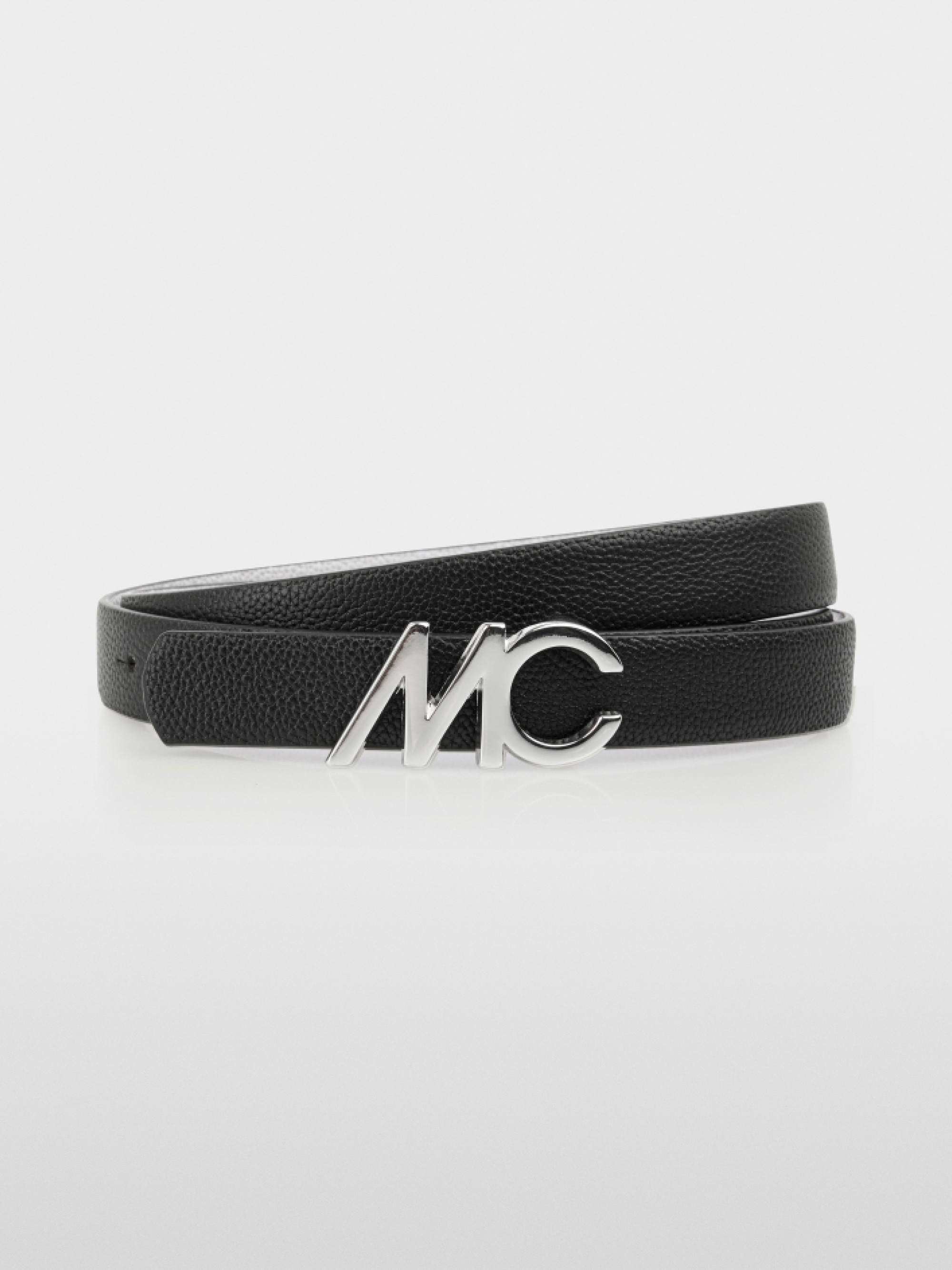 Reversible leather belt with MC buckle