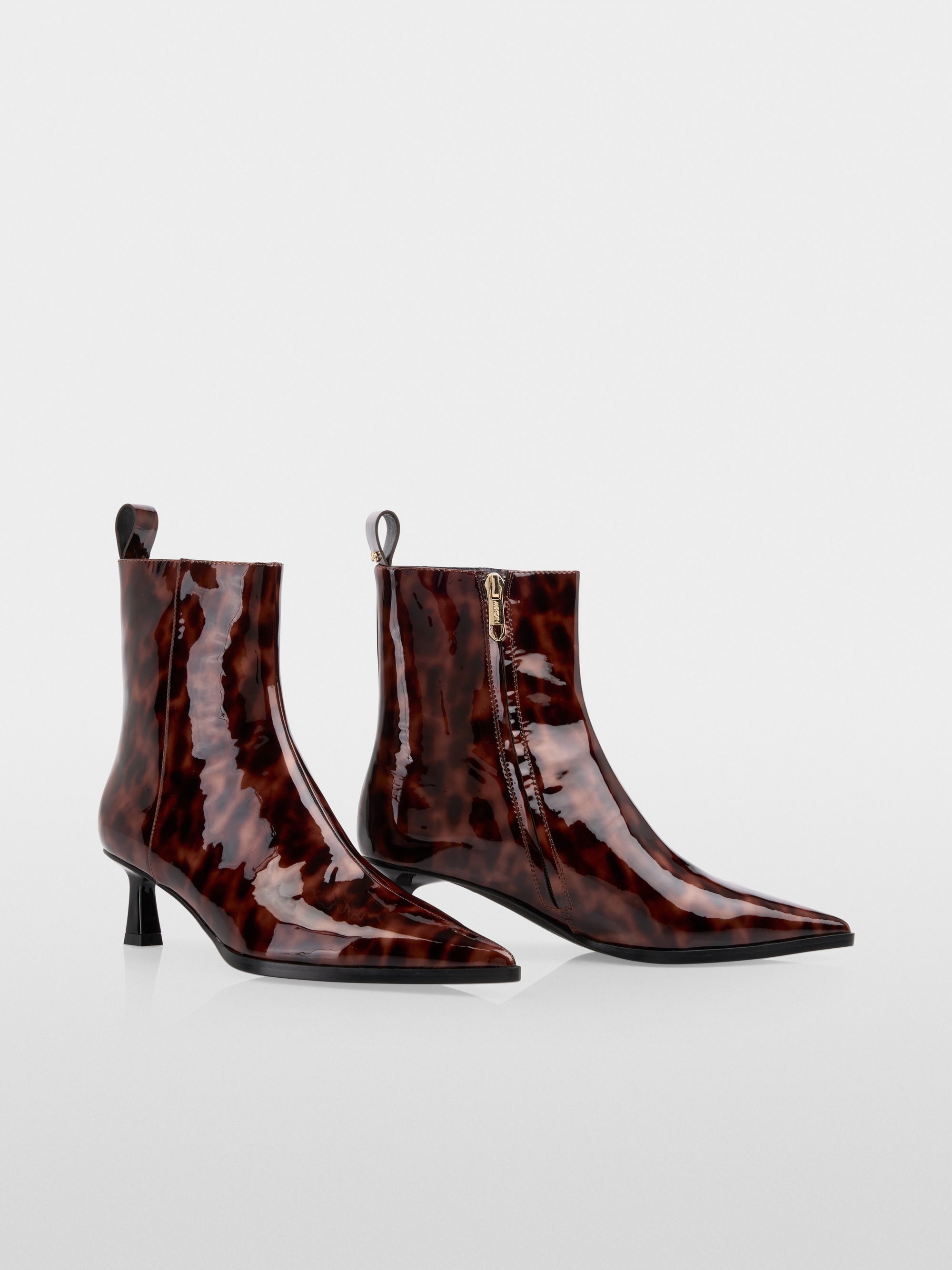 Patent leather leopard print booties