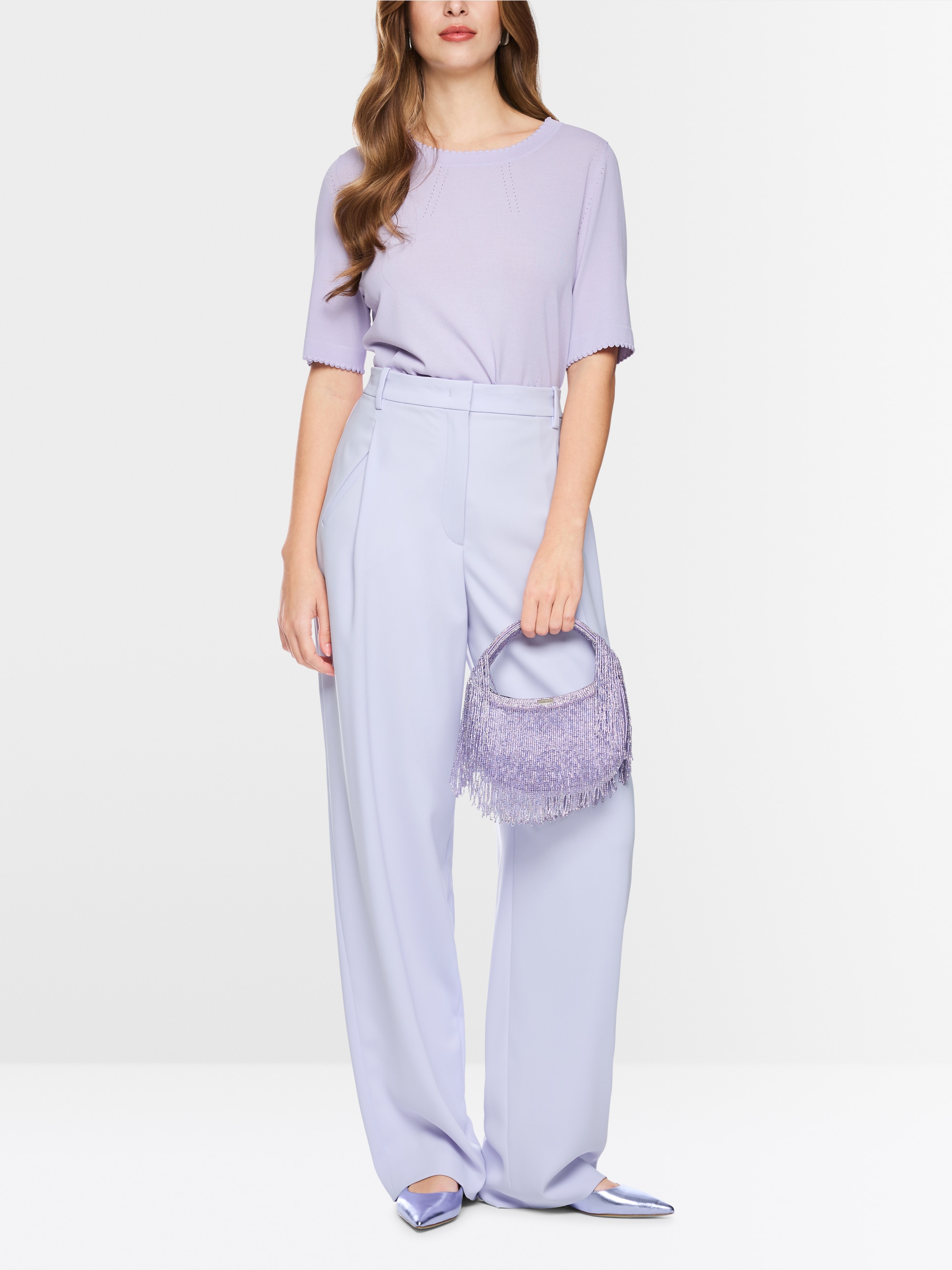 Openwork details short-sleeved jumper