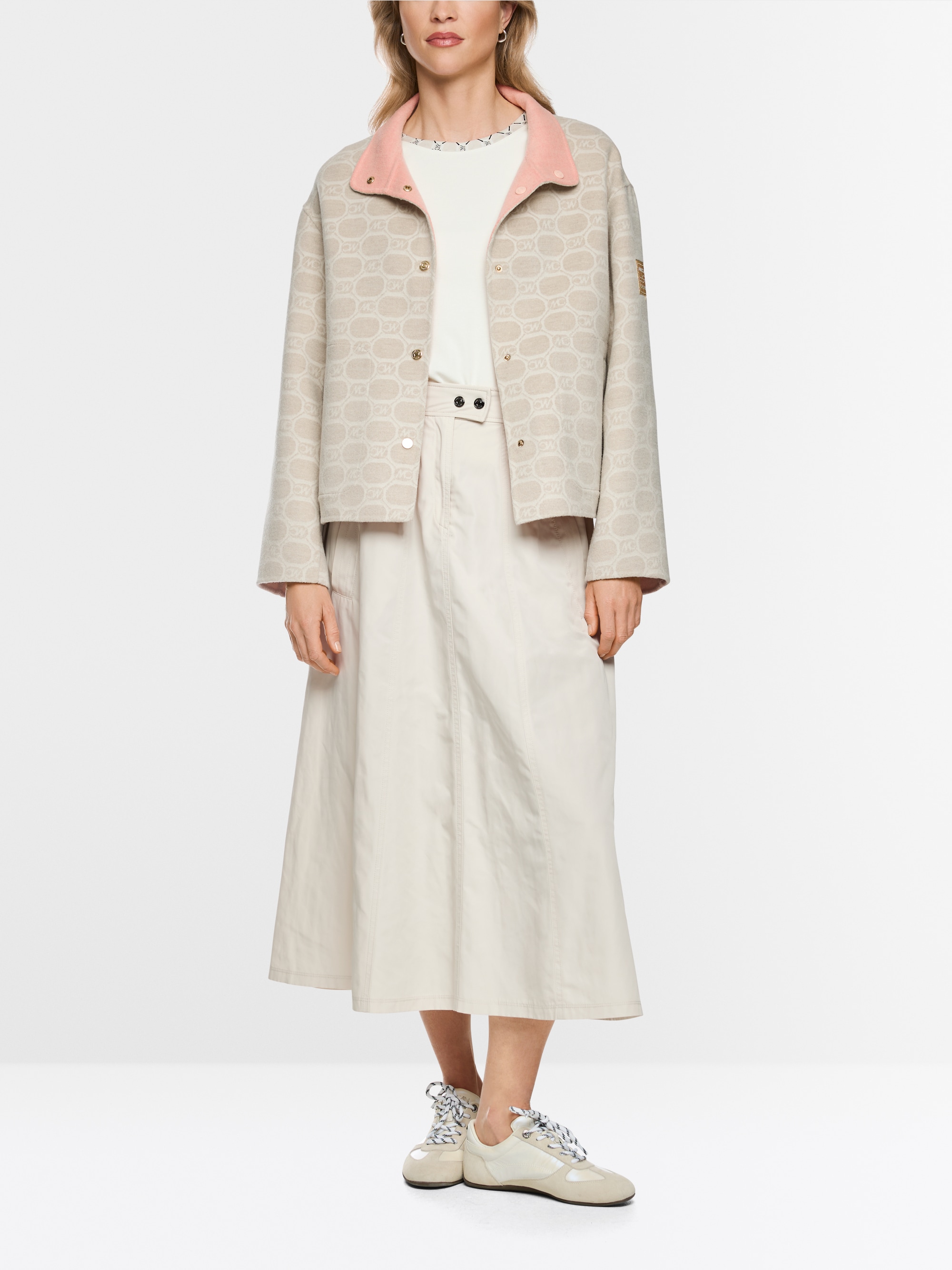 Veste réversible en laine mélangée avec imprimé logo en chaîne