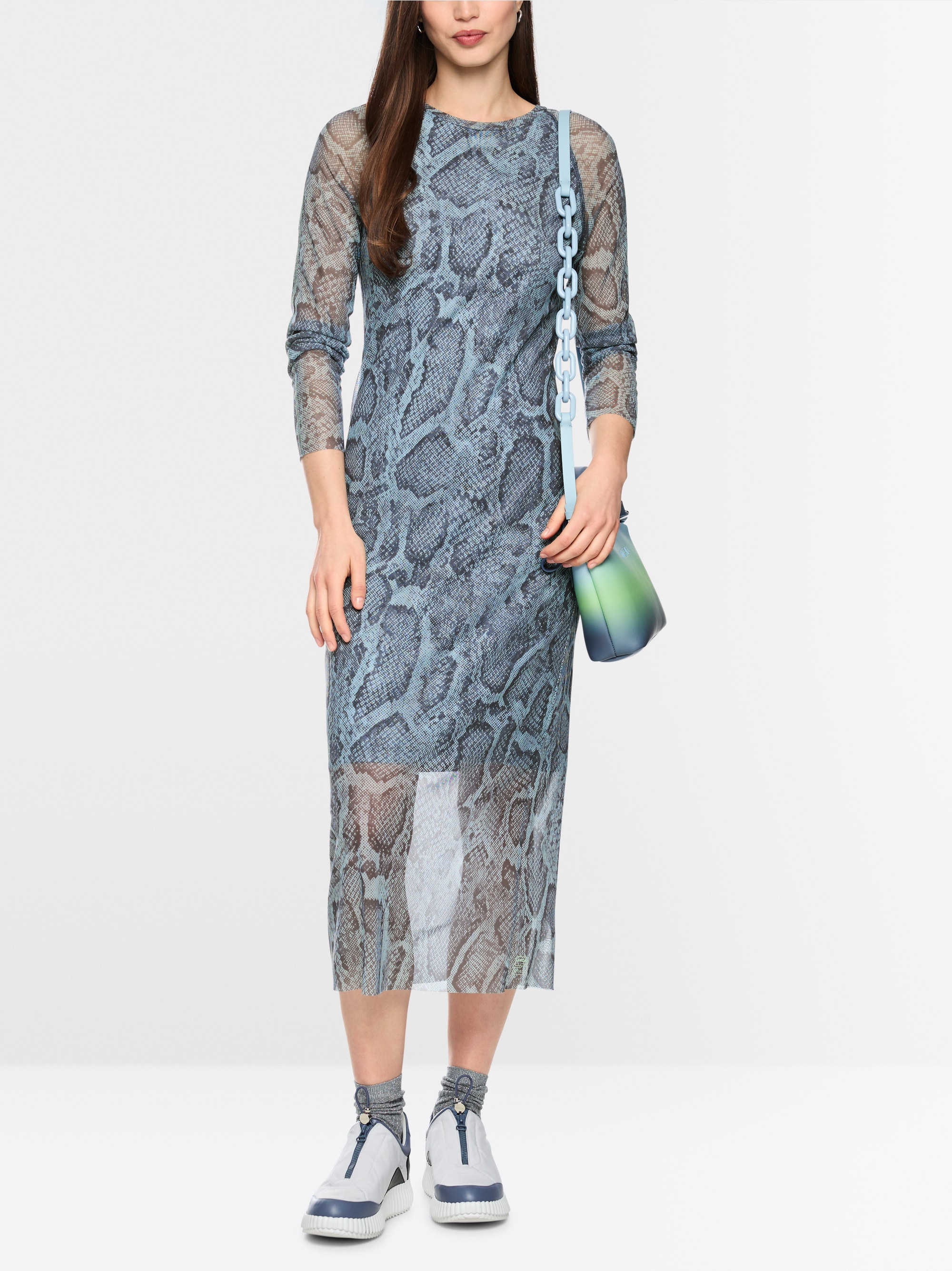 Mesh dress with animal print