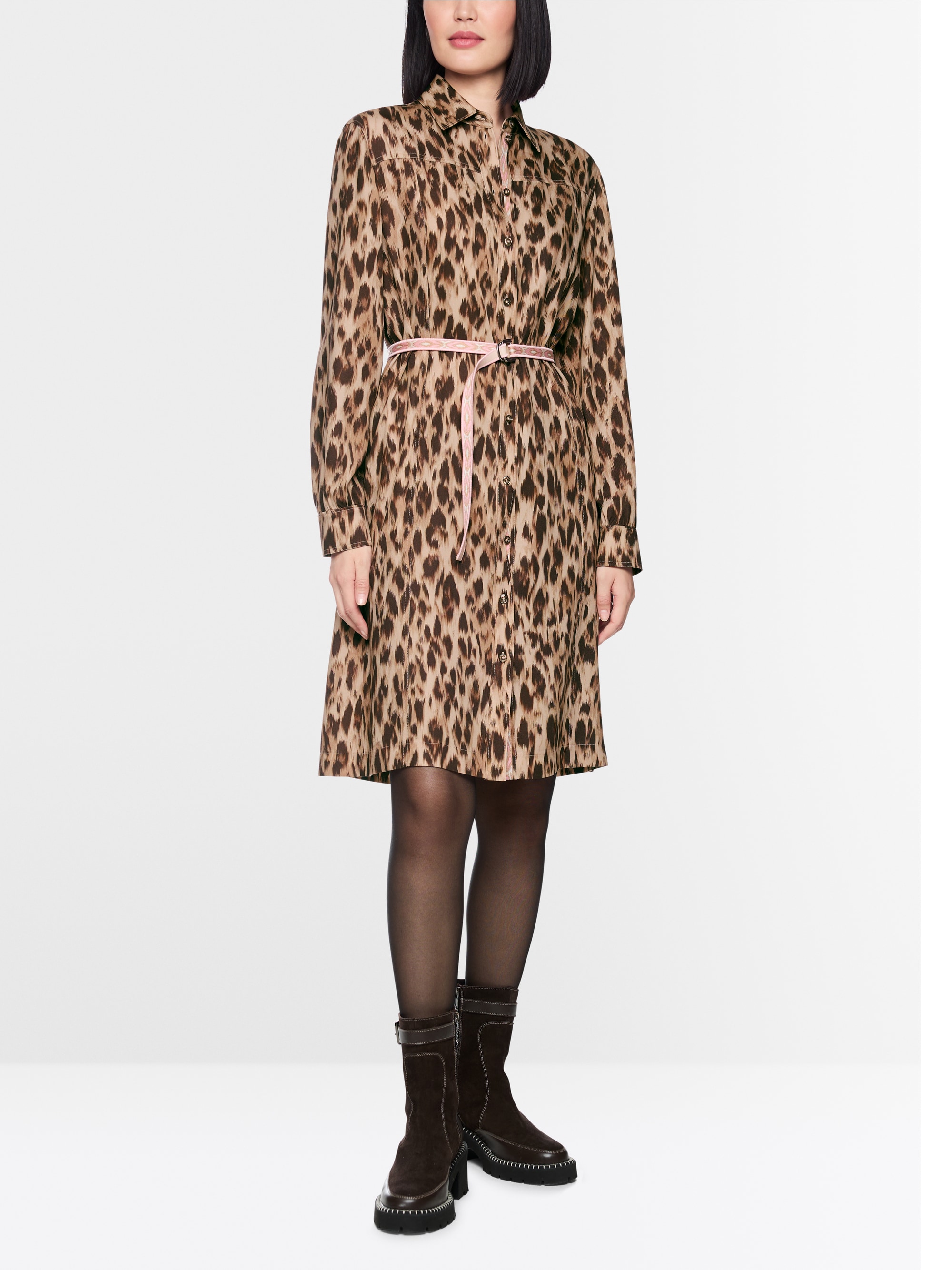 Shirt-style dress with leopard print