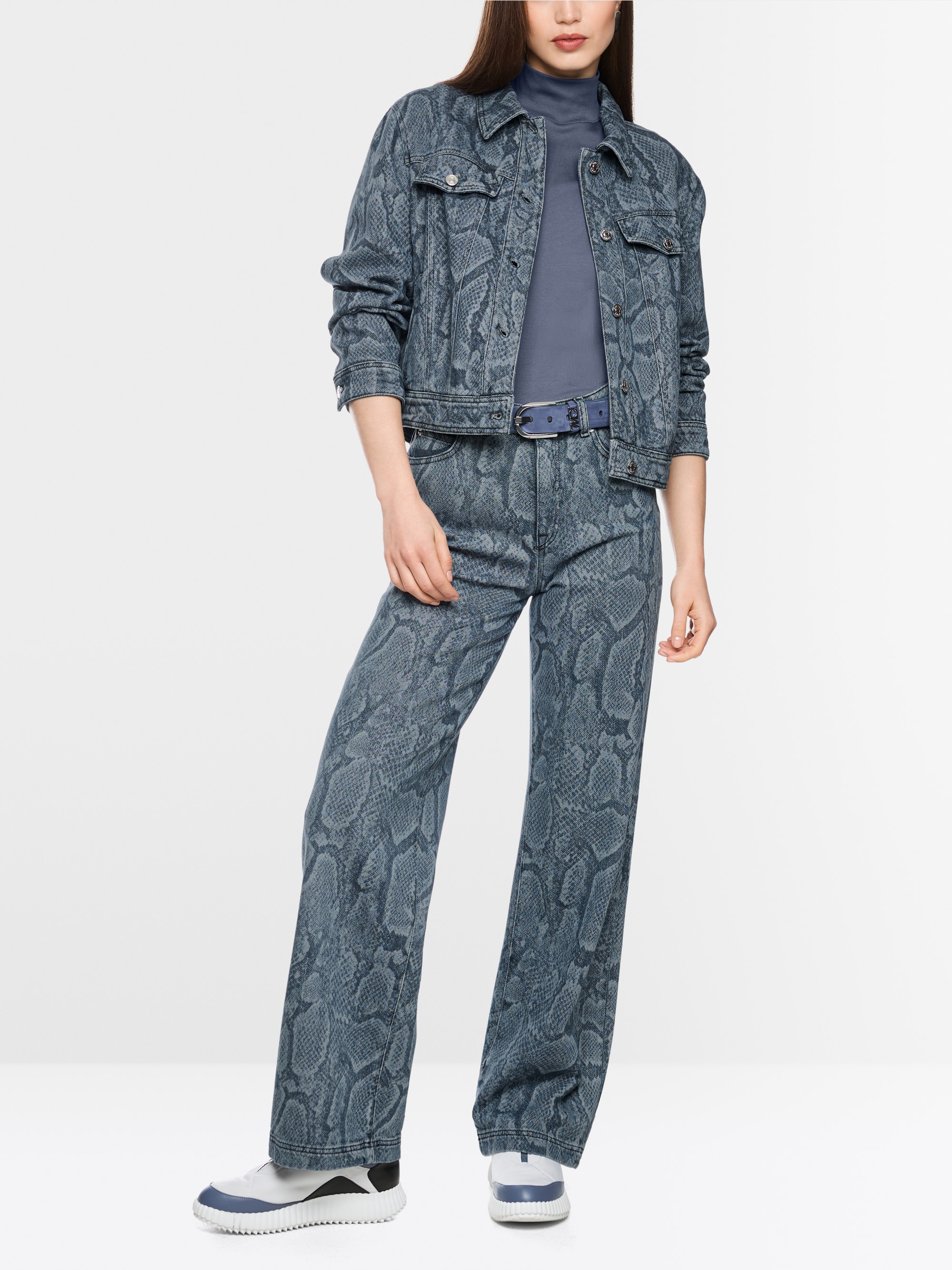 Denim jacket with animal print