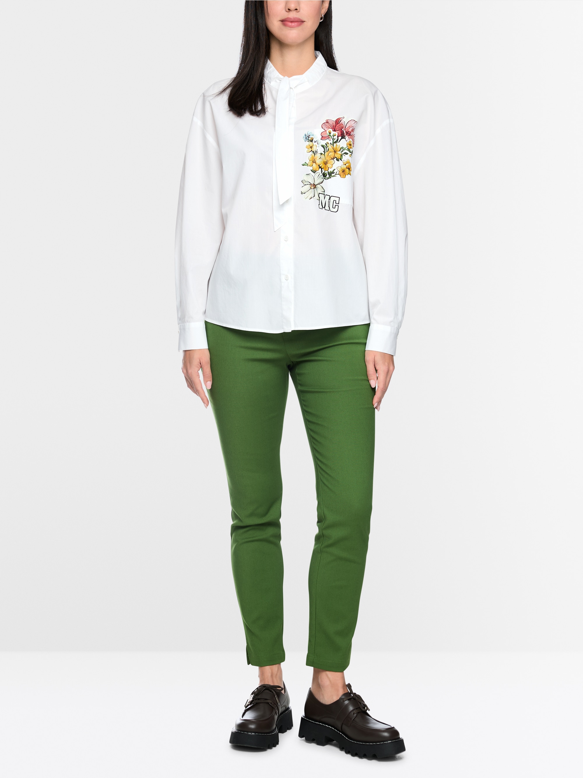 Cotton bow blouse