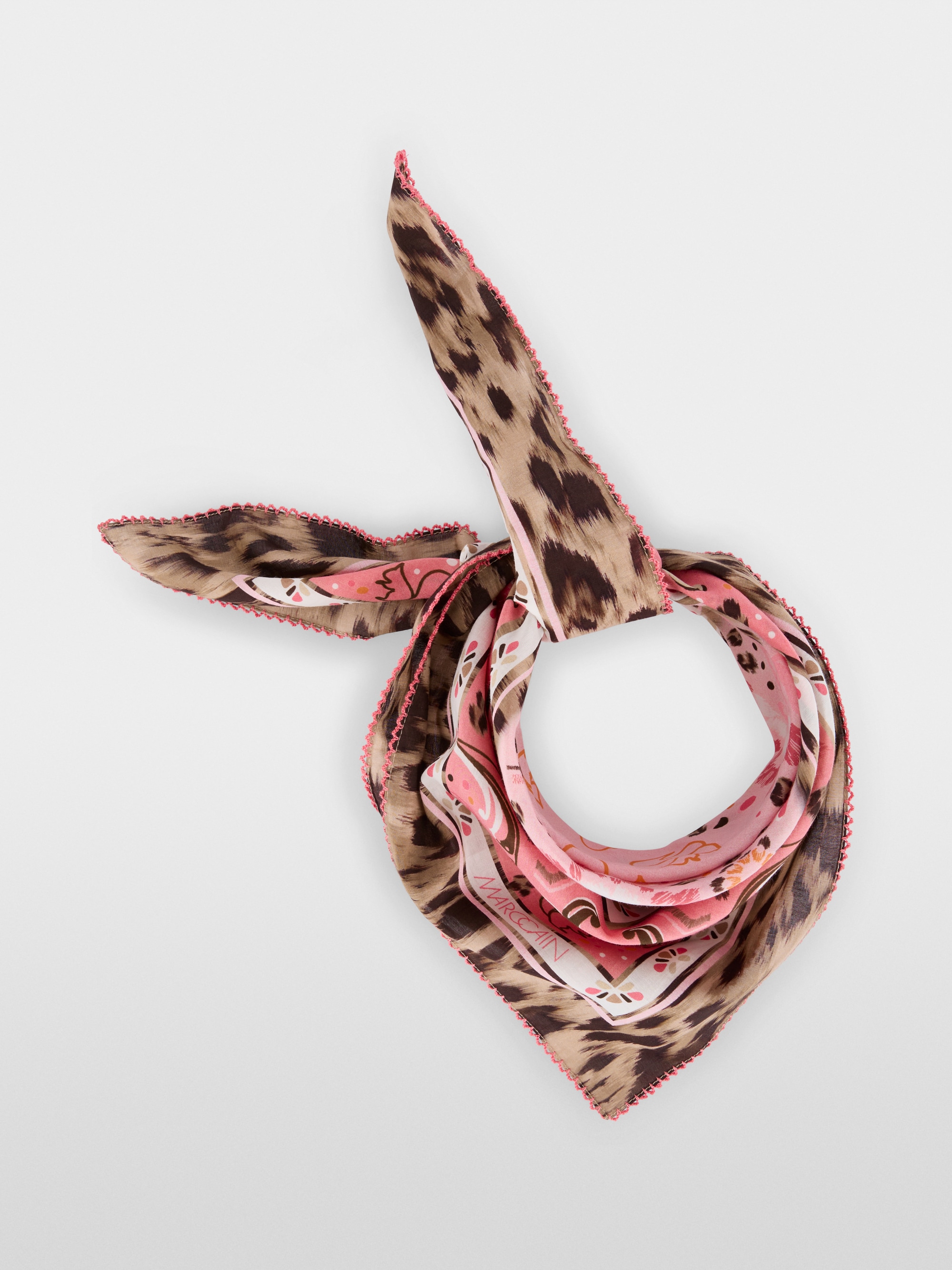 Cotton-silk scarf with mixed pattern
