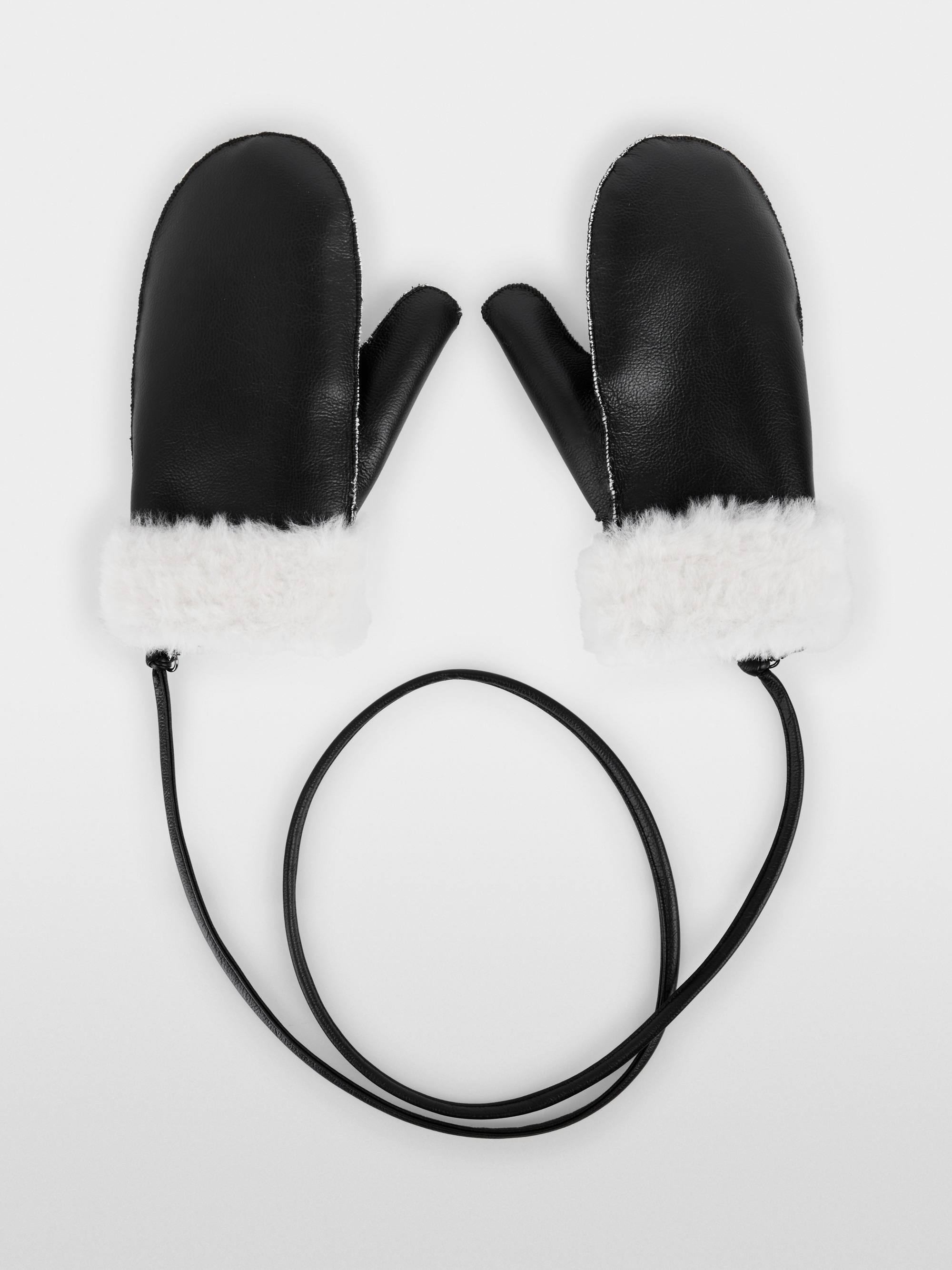 Faux leather mittens