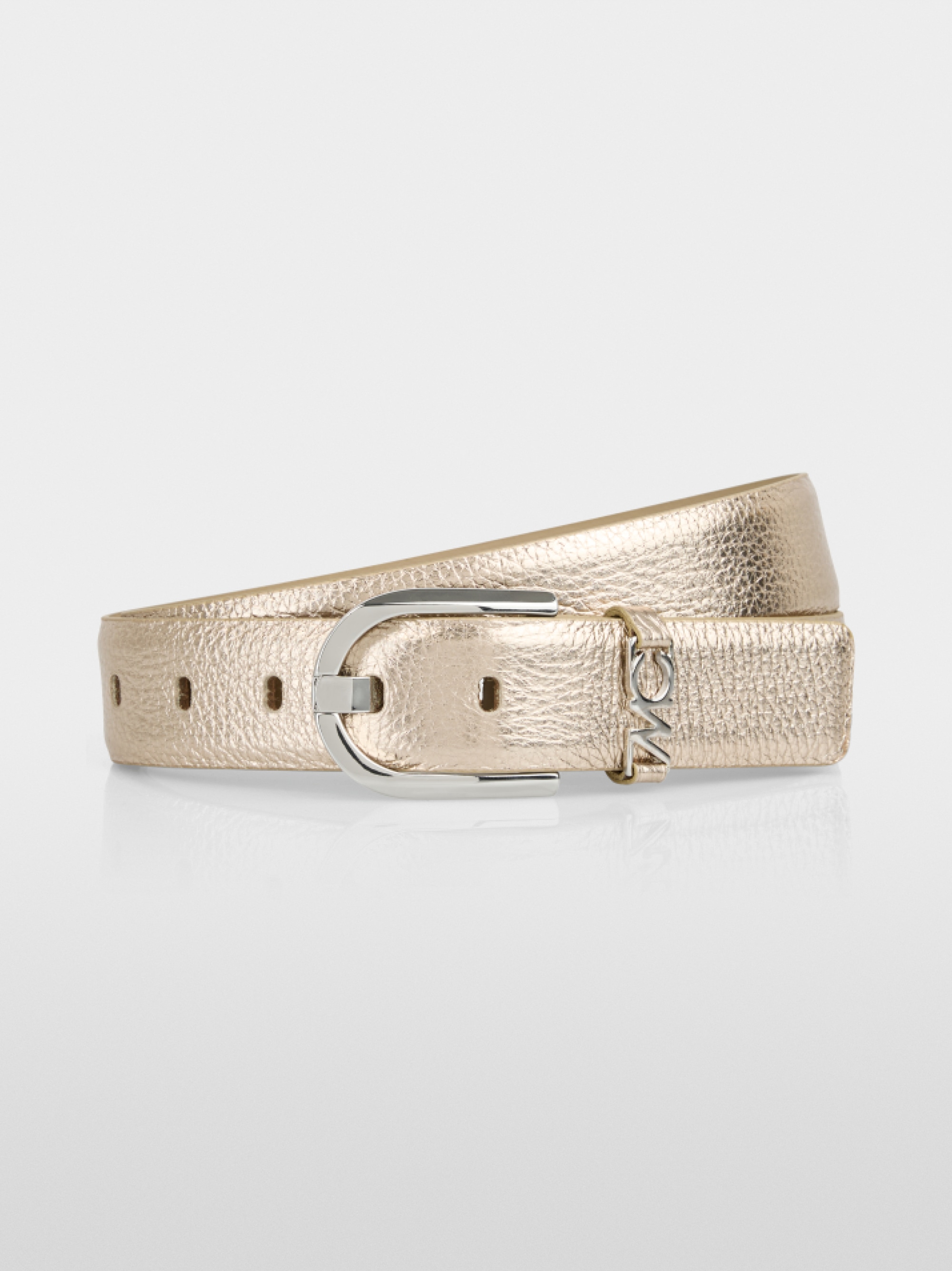 Ceinture en cuir aspect métallisé