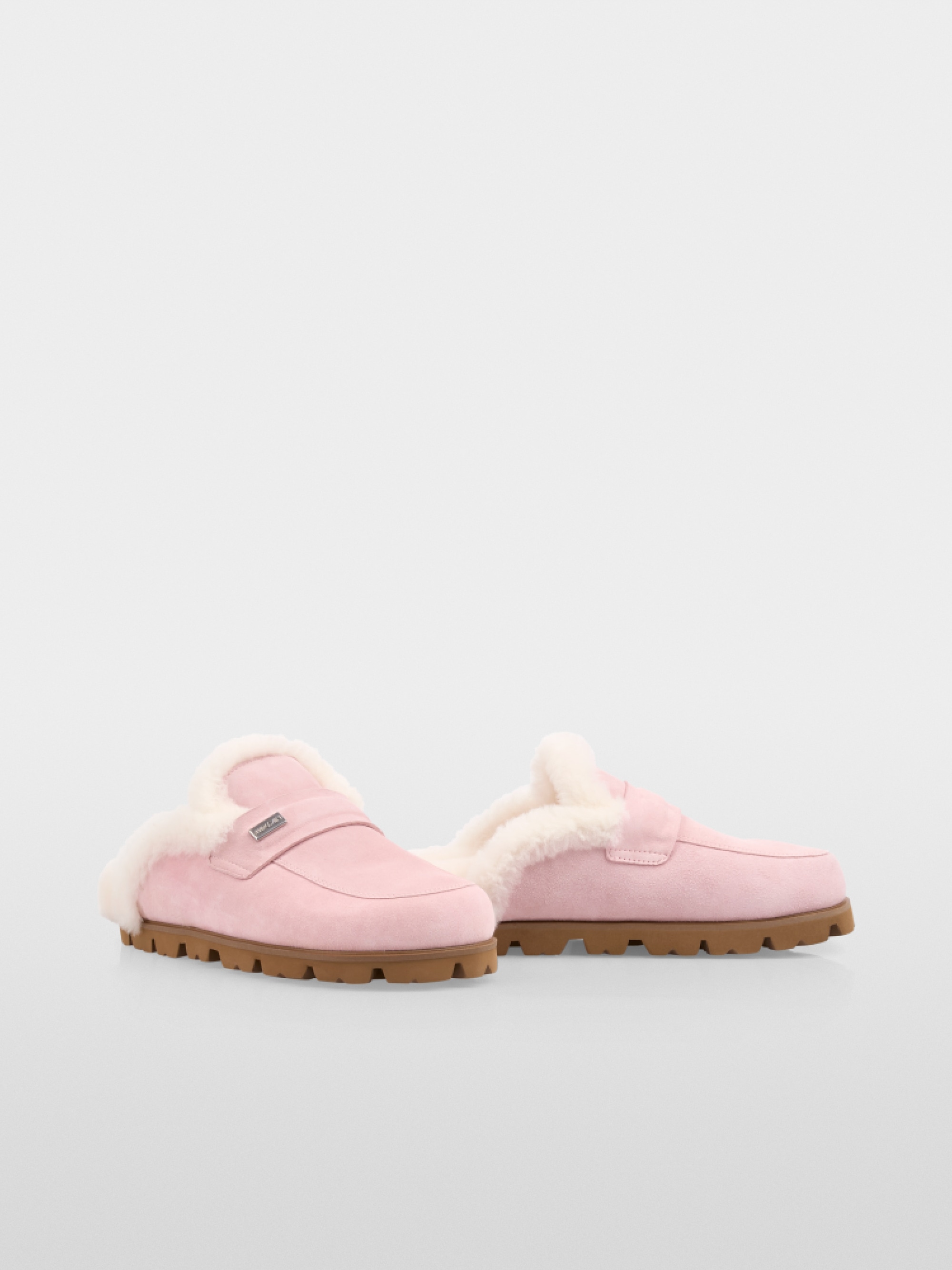Suede slippers with lambskin lining