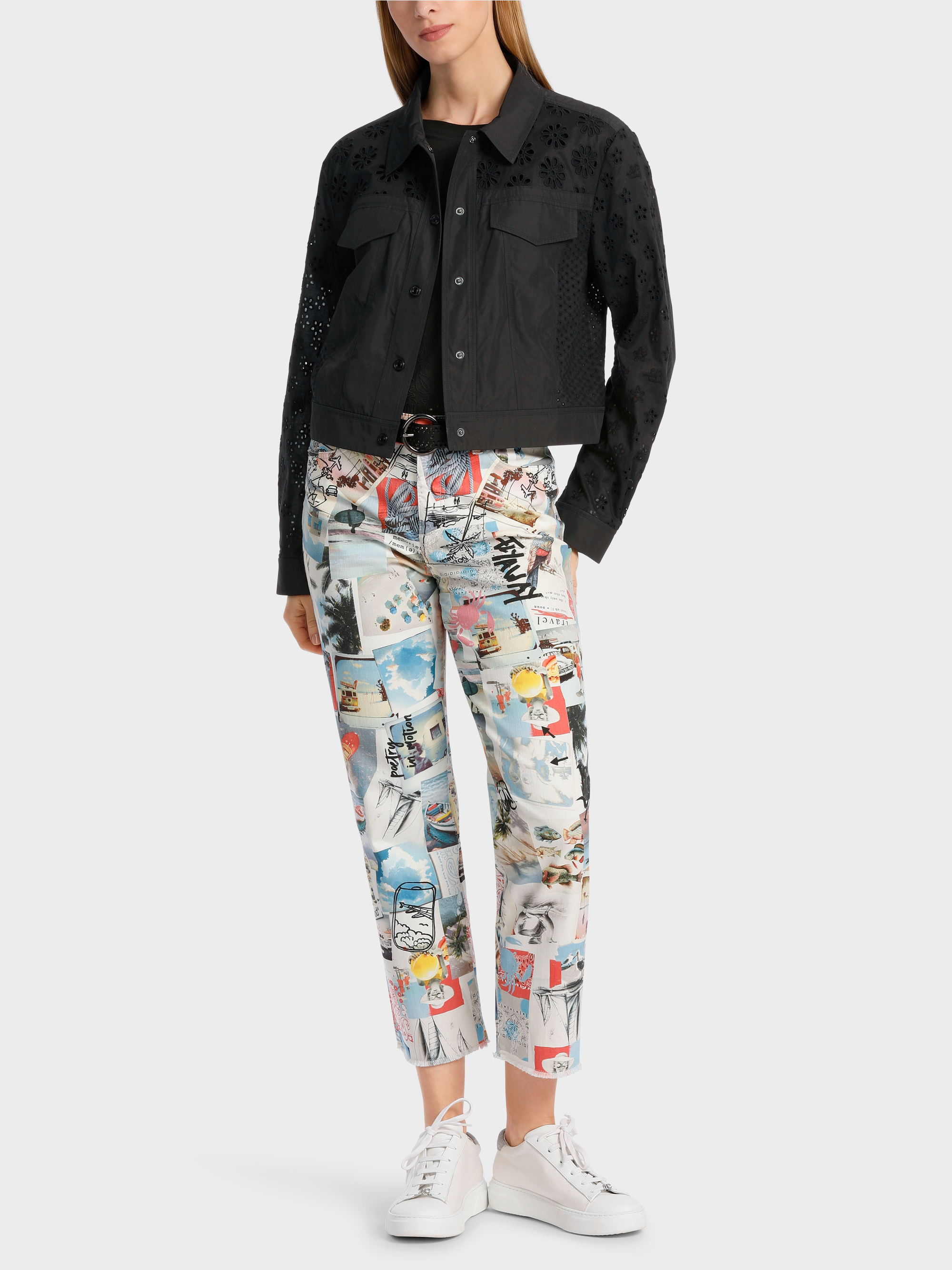 Jacket with eyelet embroidery | marc-cain.com/en