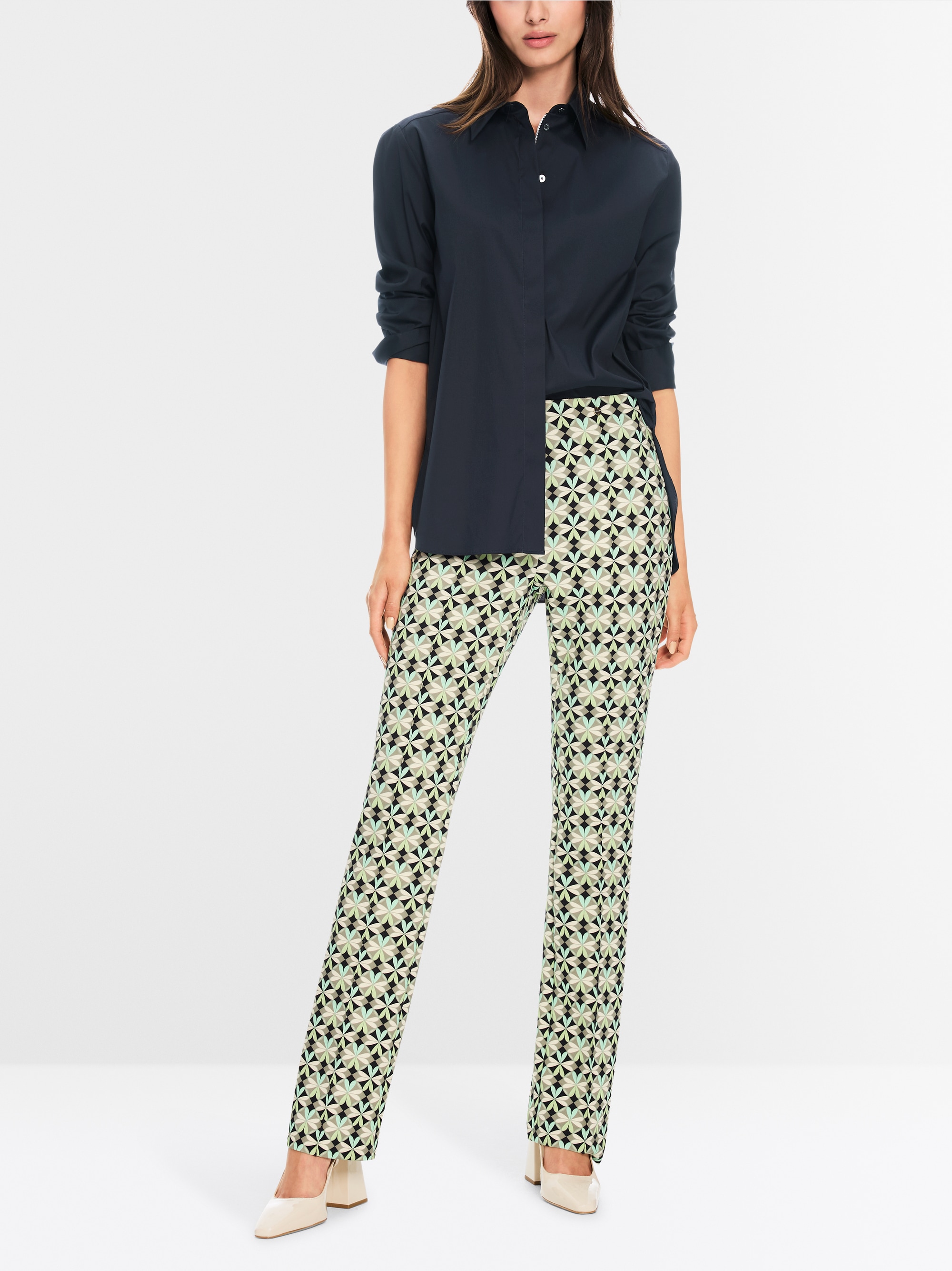 Stretchkatoenen overhemdblouse