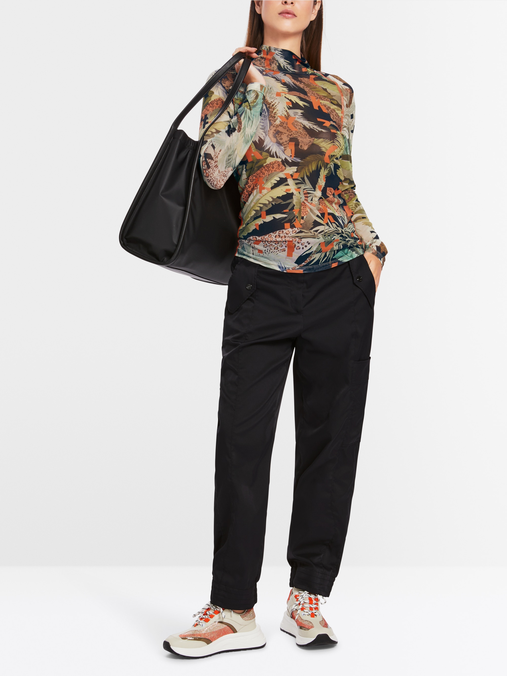 Mesh-T-Shirt mit Alloverprint