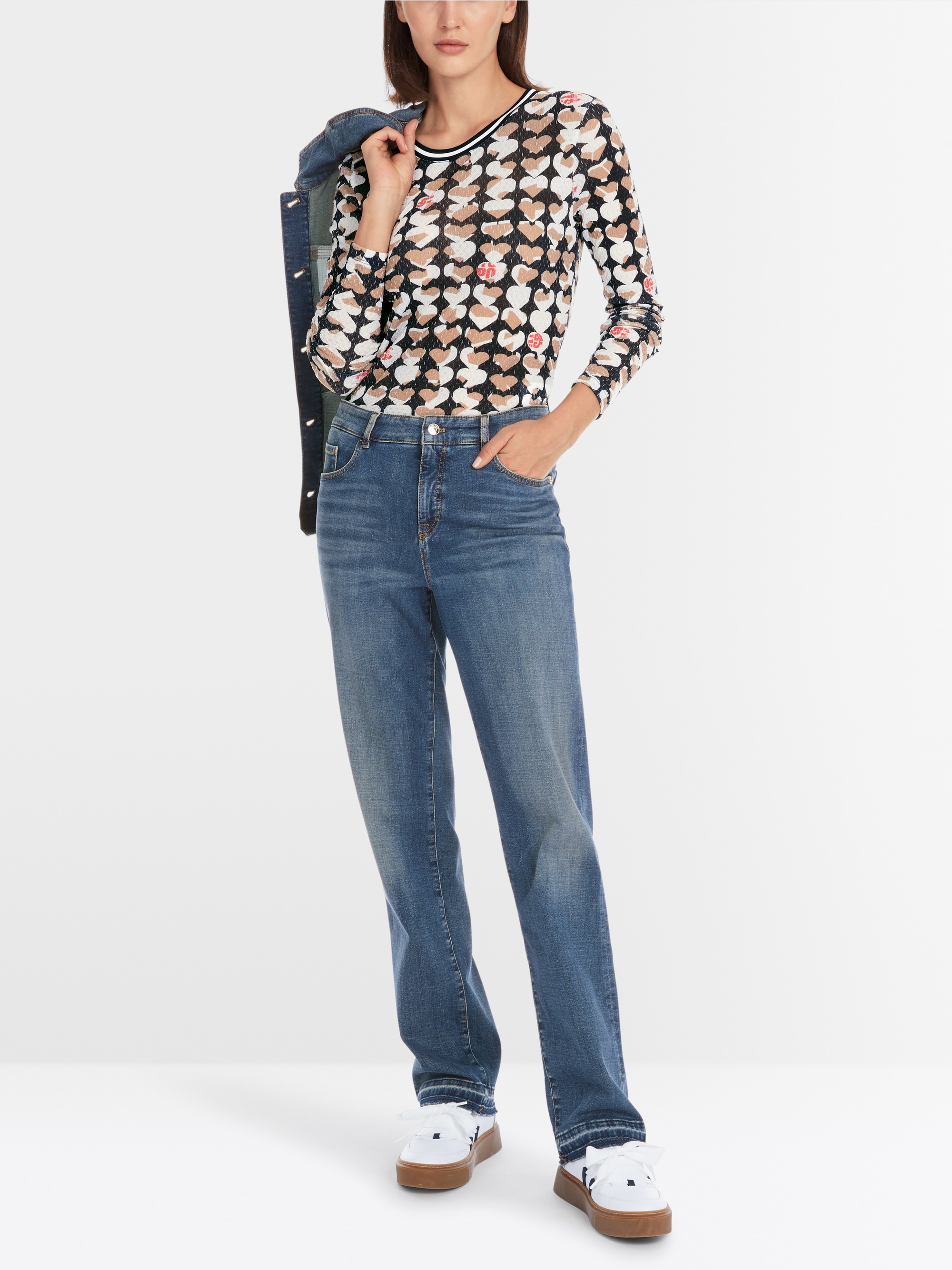 Long-sleeve in crinkle print