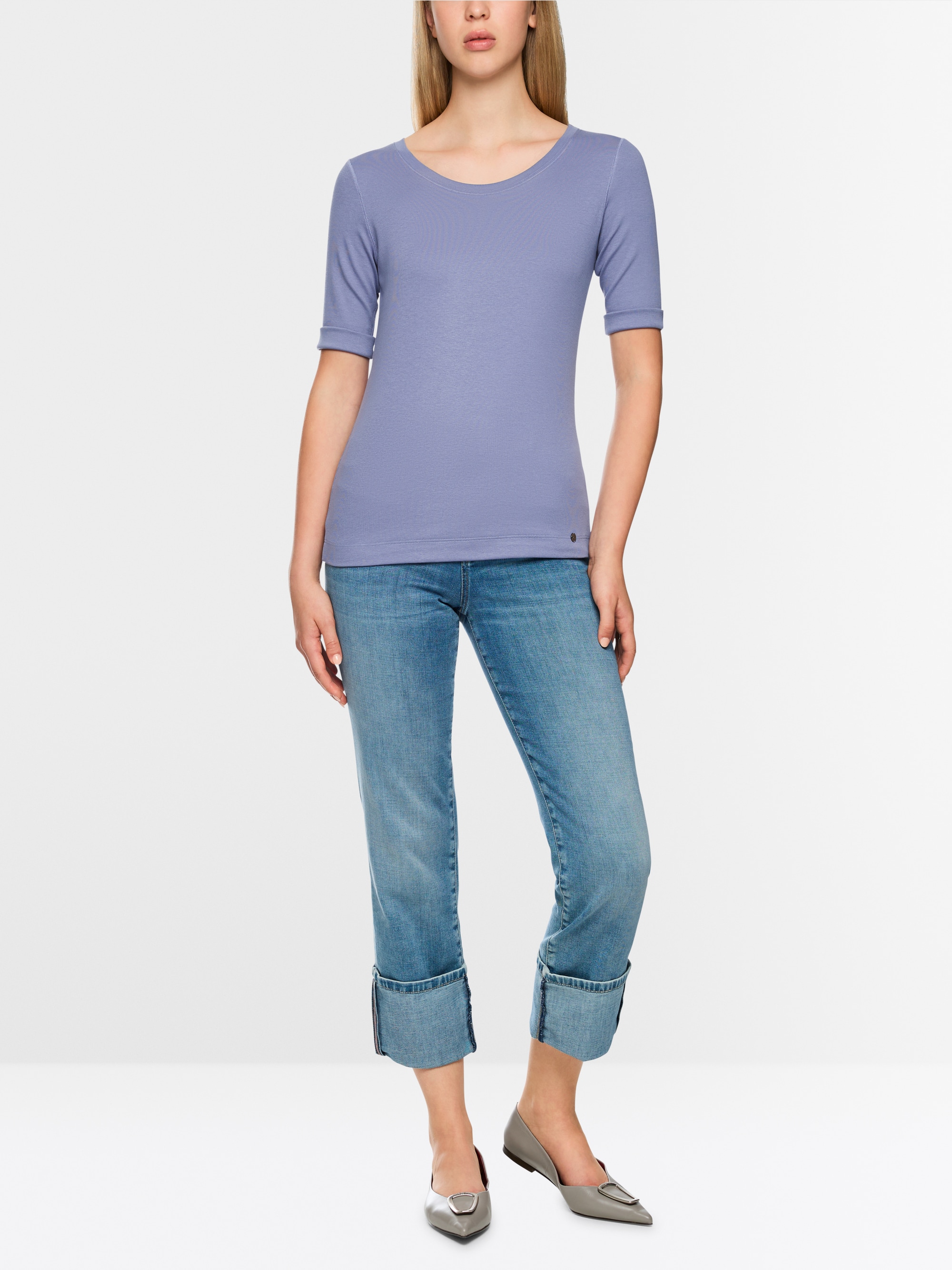 T-shirt met omgeslagen mouwen