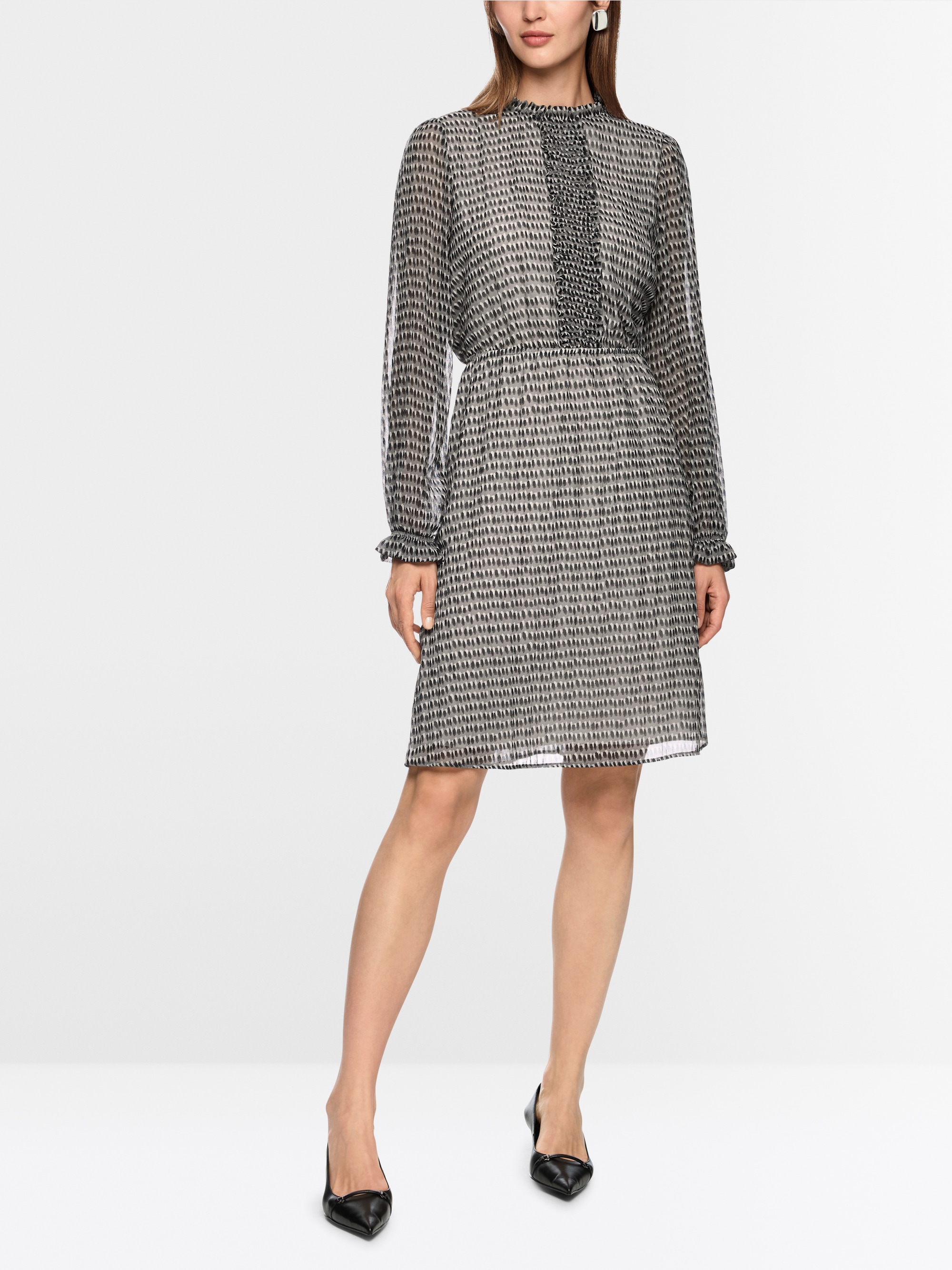Bedrucktes Kleid mit Mini-Rüschen