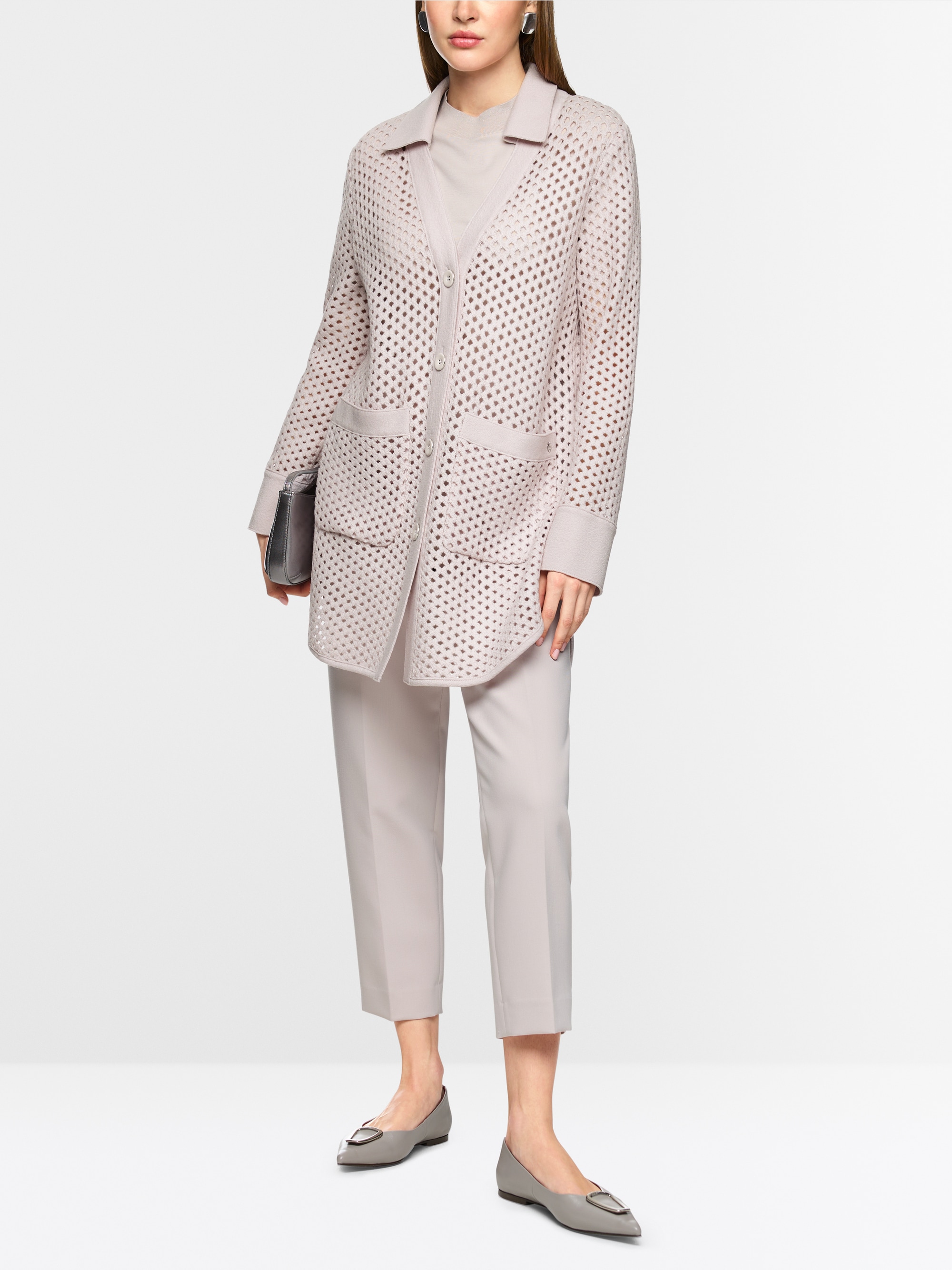Cardigan met rasterlook, Knitted in Germany