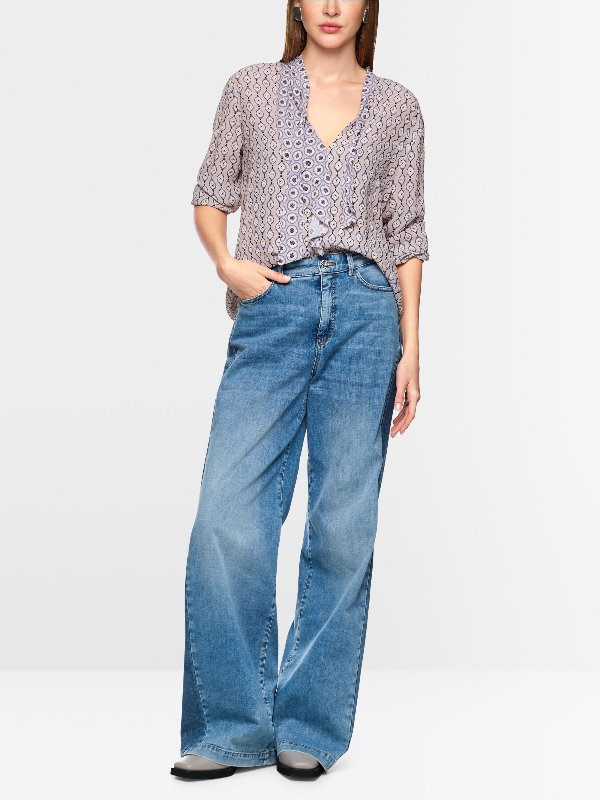 Luftige Schluppen-Bluse mit Volant