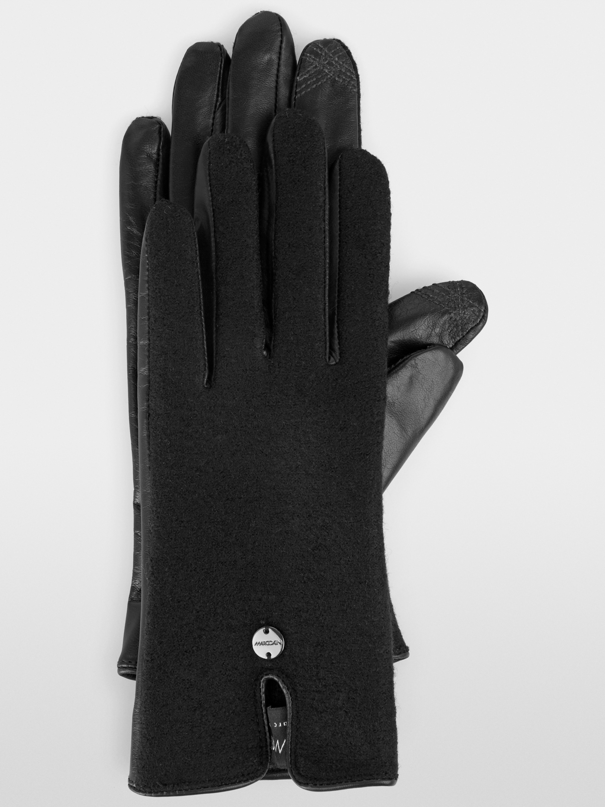 Gants en cuir et laine mélangés