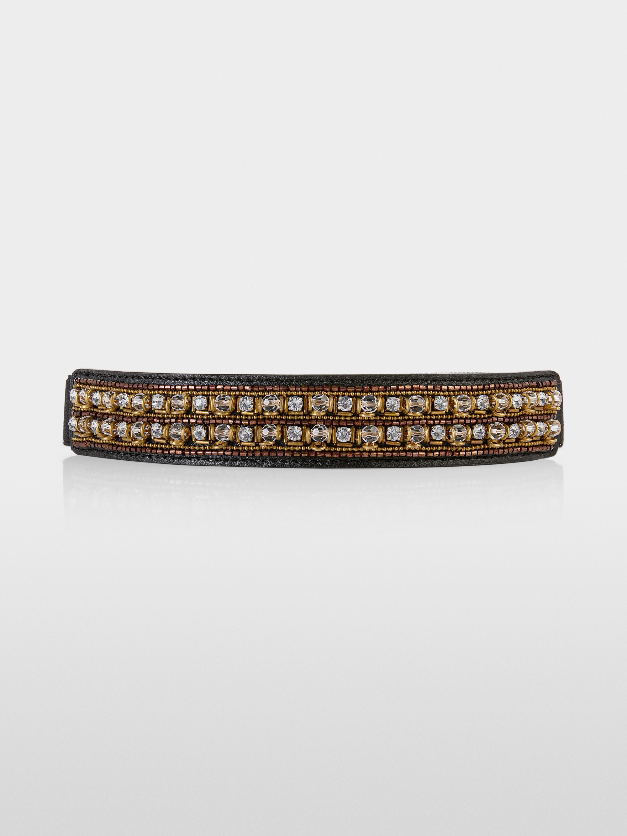 Leren riem met pareldetails