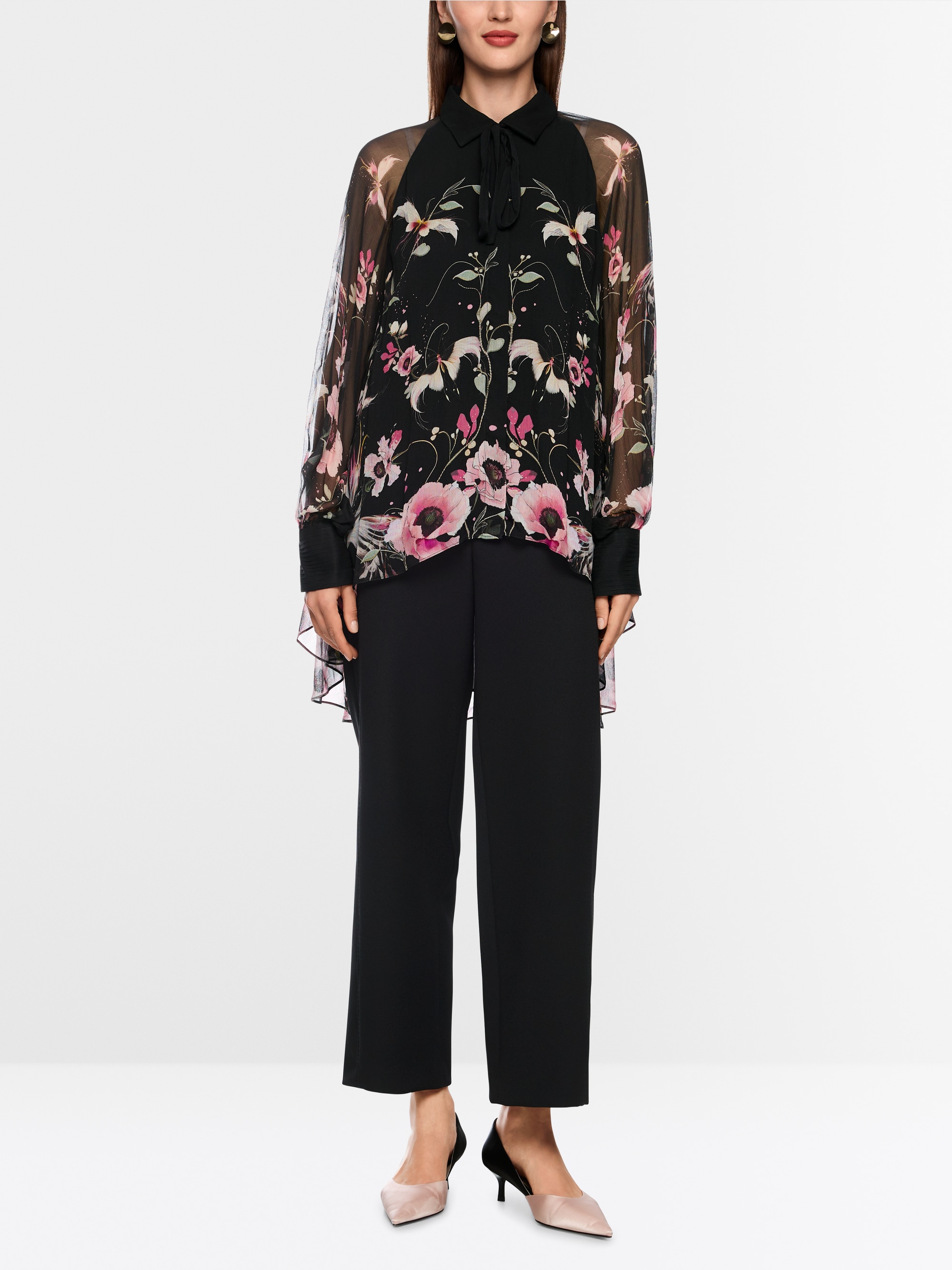 Lange Bluse mit Blumenmuster