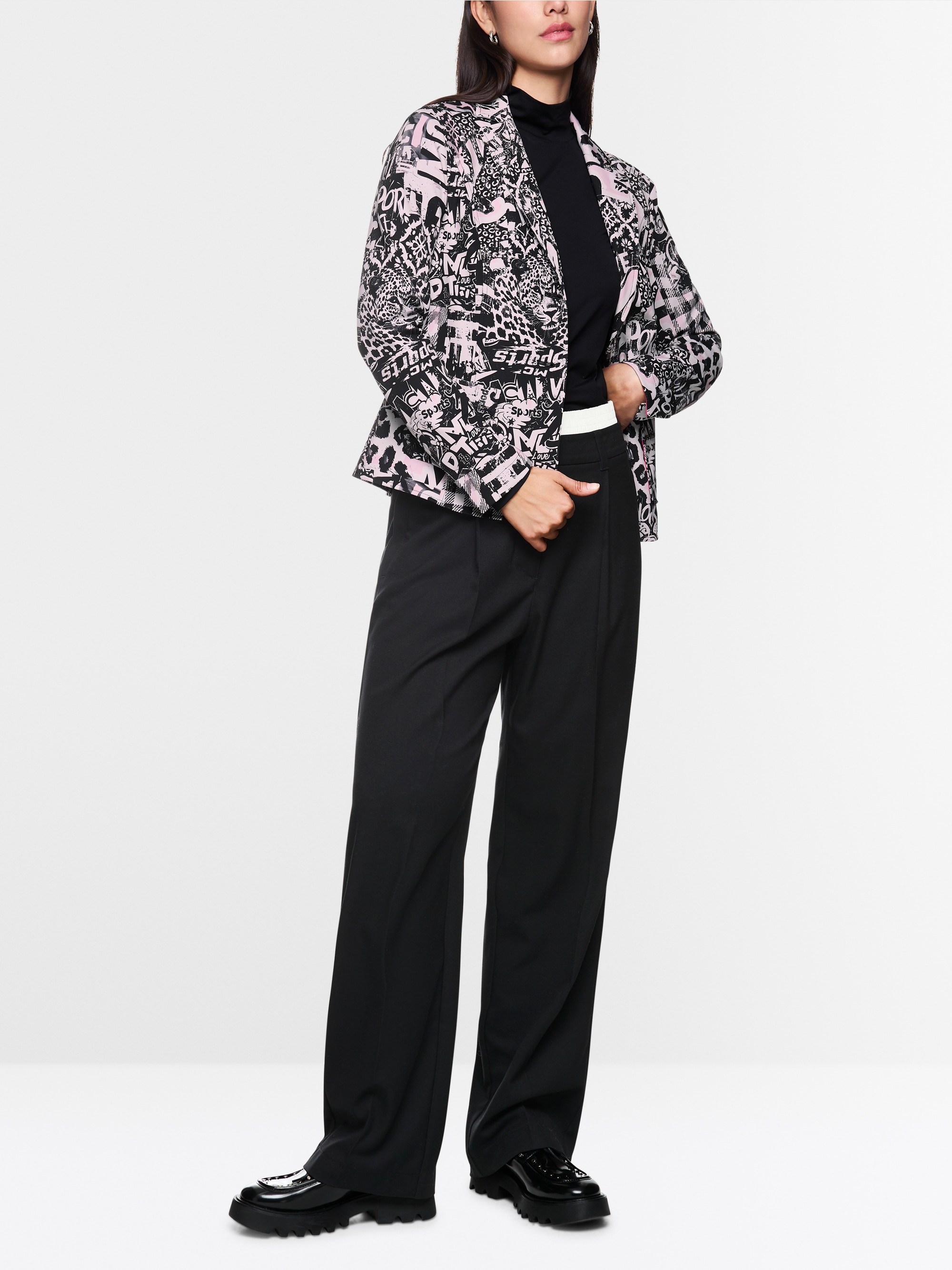Printed blazer in scuba jersey