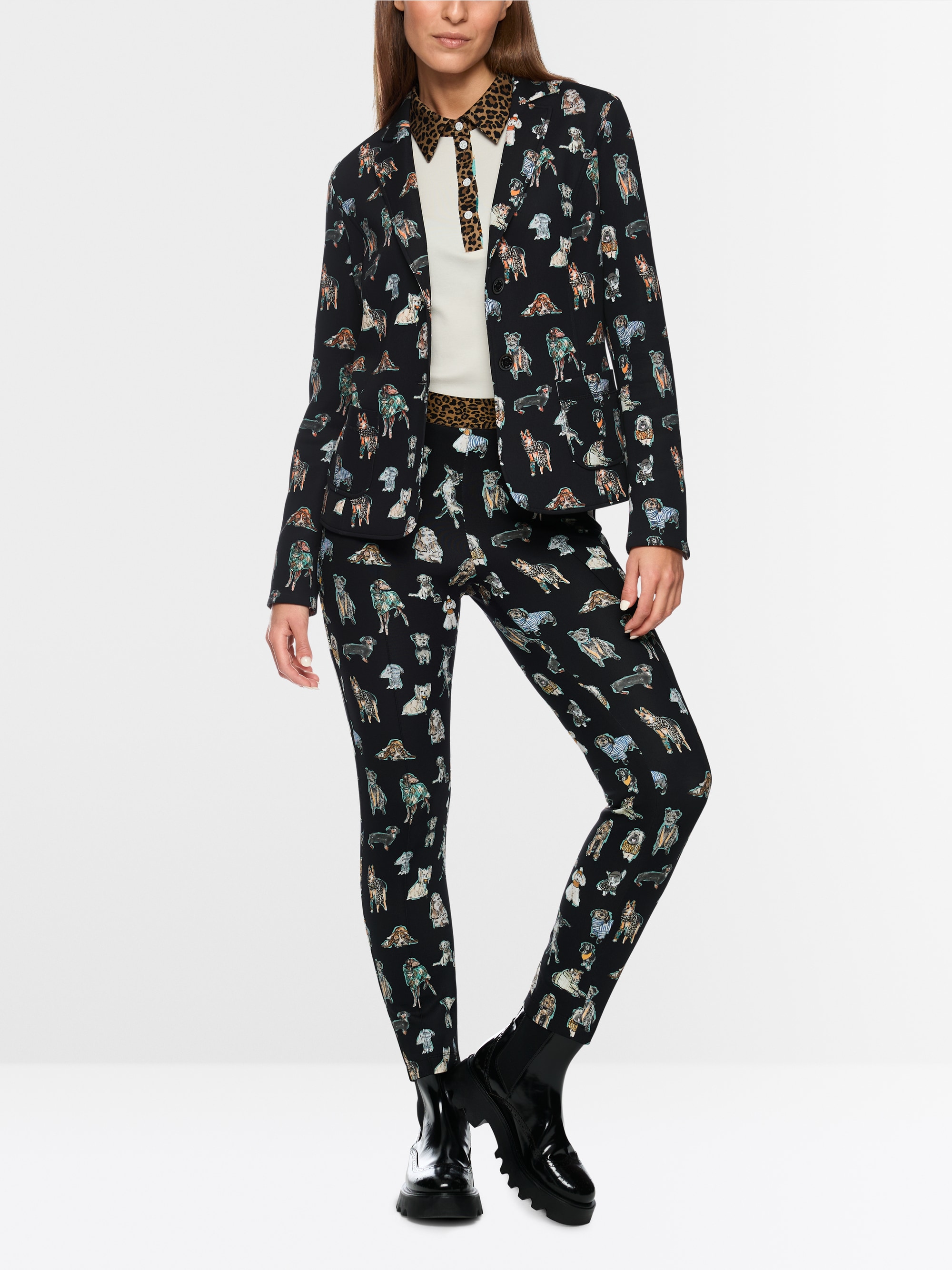 Scuba-blazer met doggy print