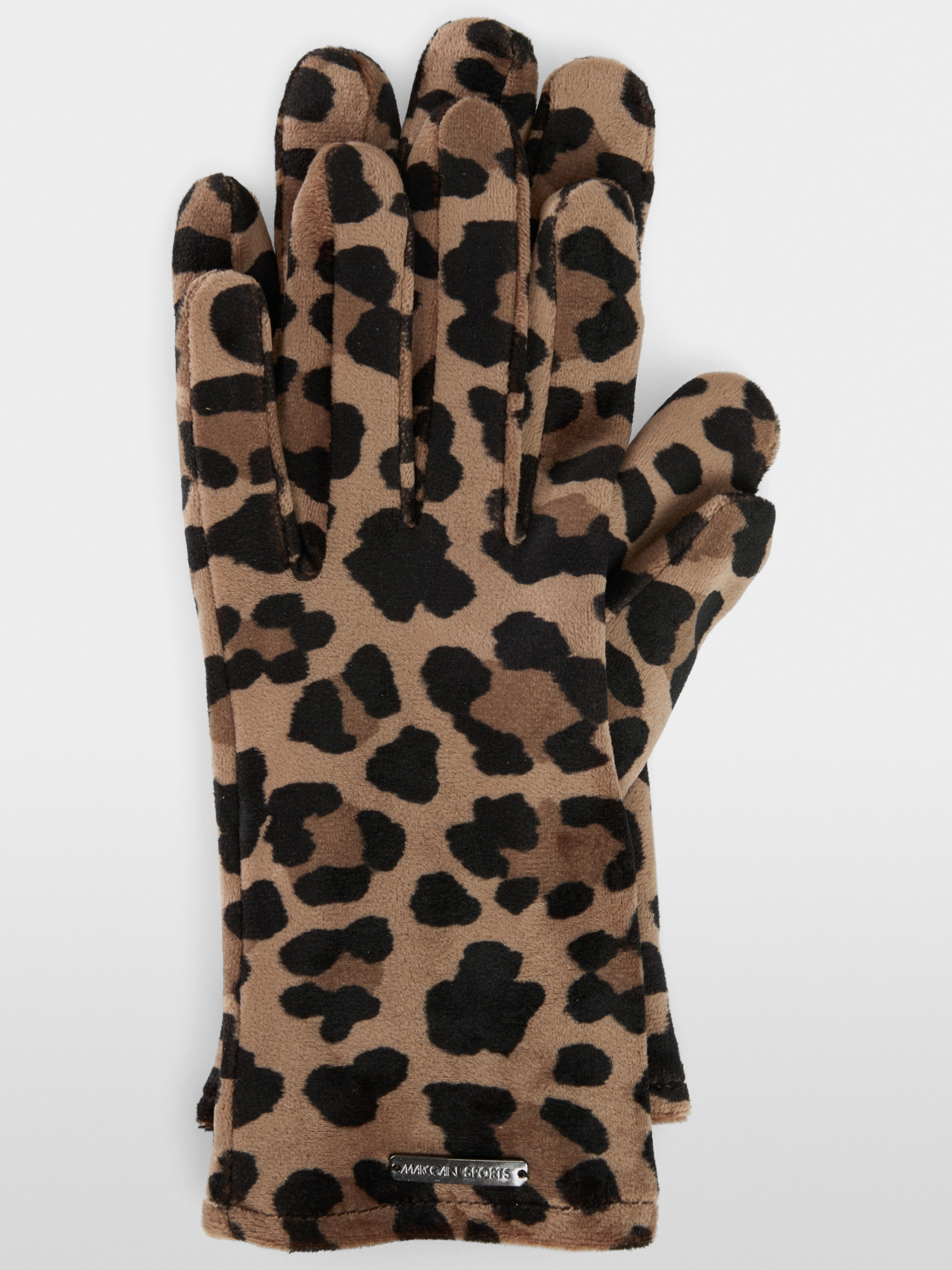 Fluffy gloves in leopard print