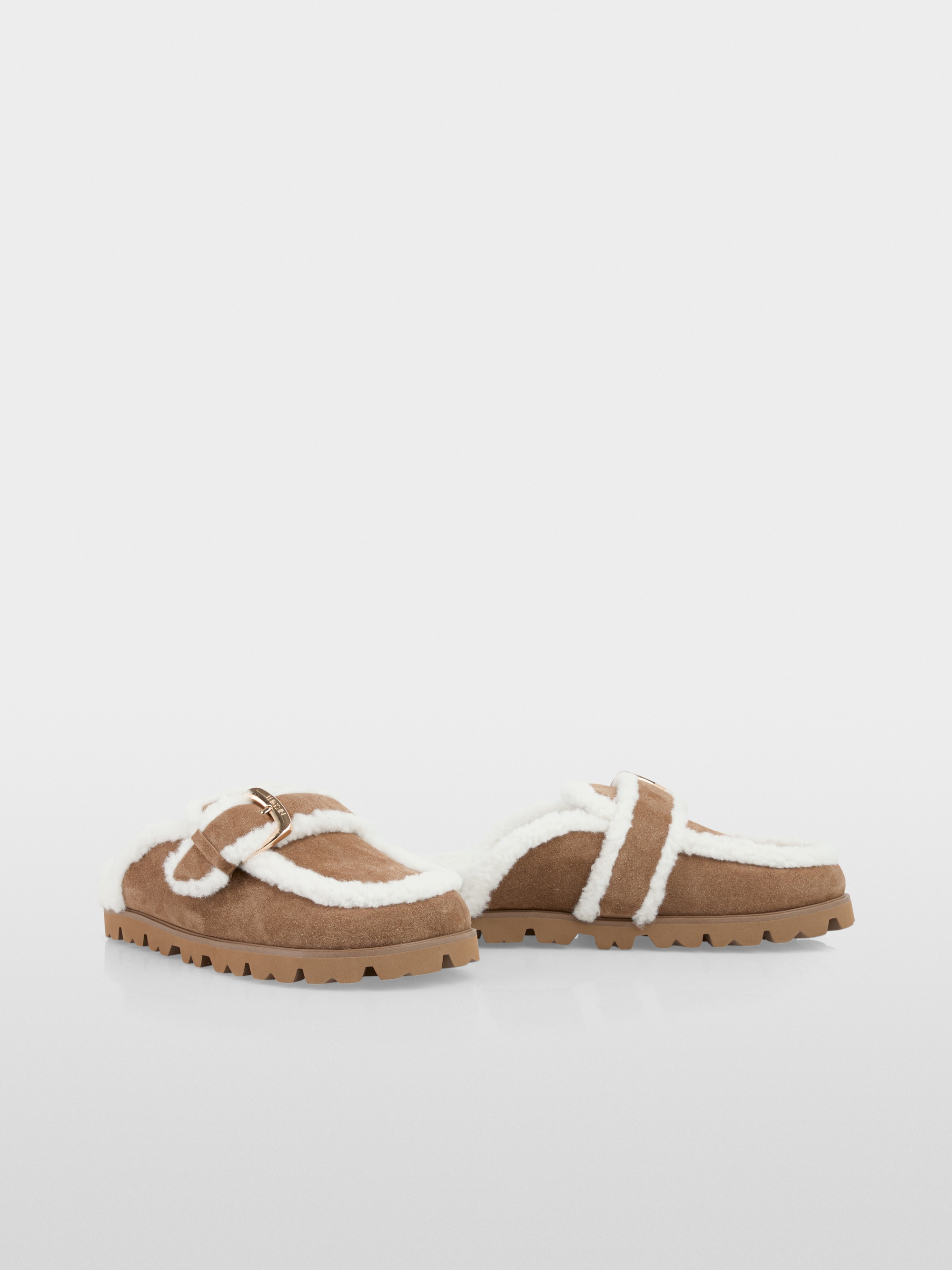 Calfskin suede loafers with buckle