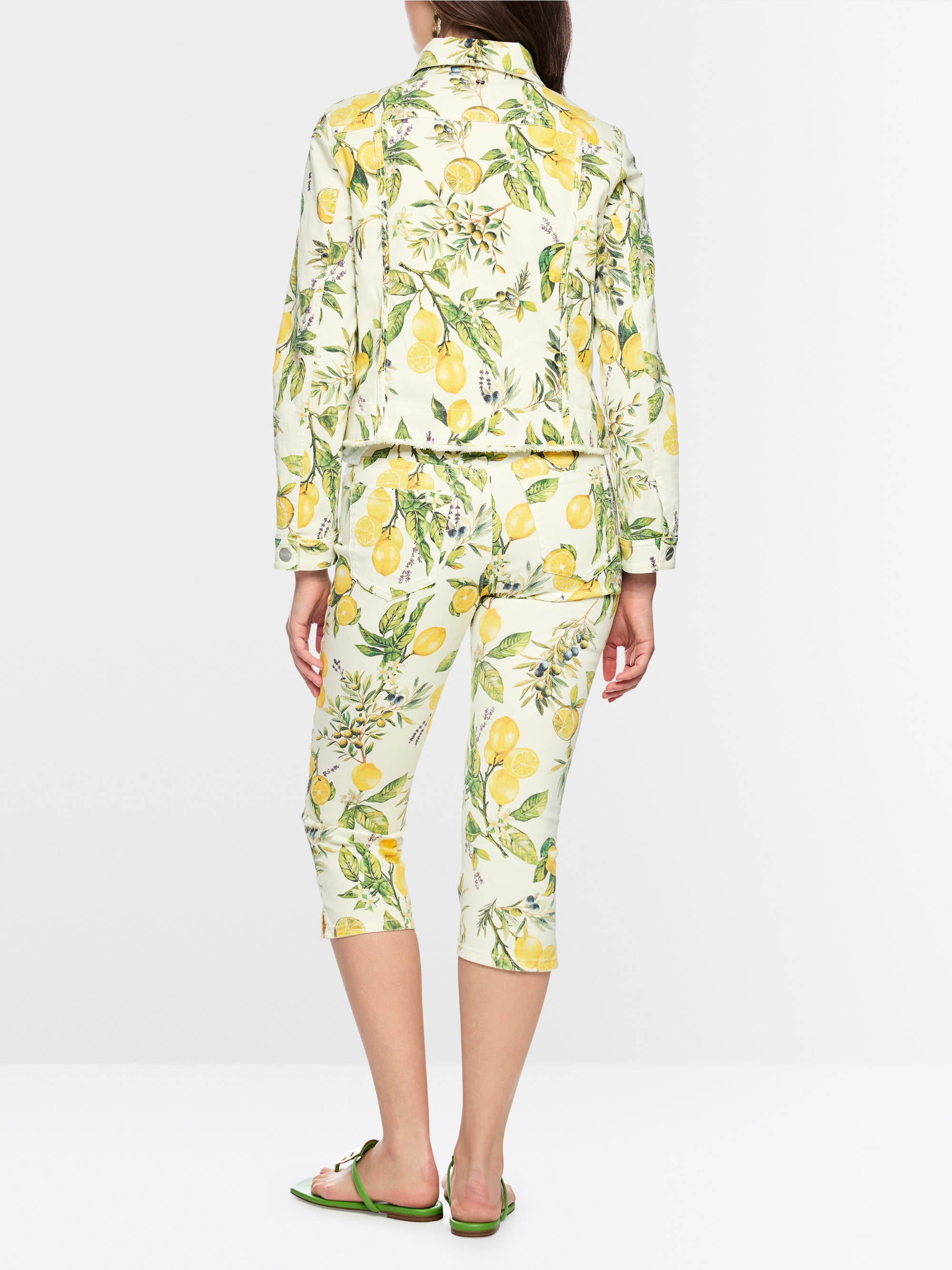 Veste en jean imprimé citrons