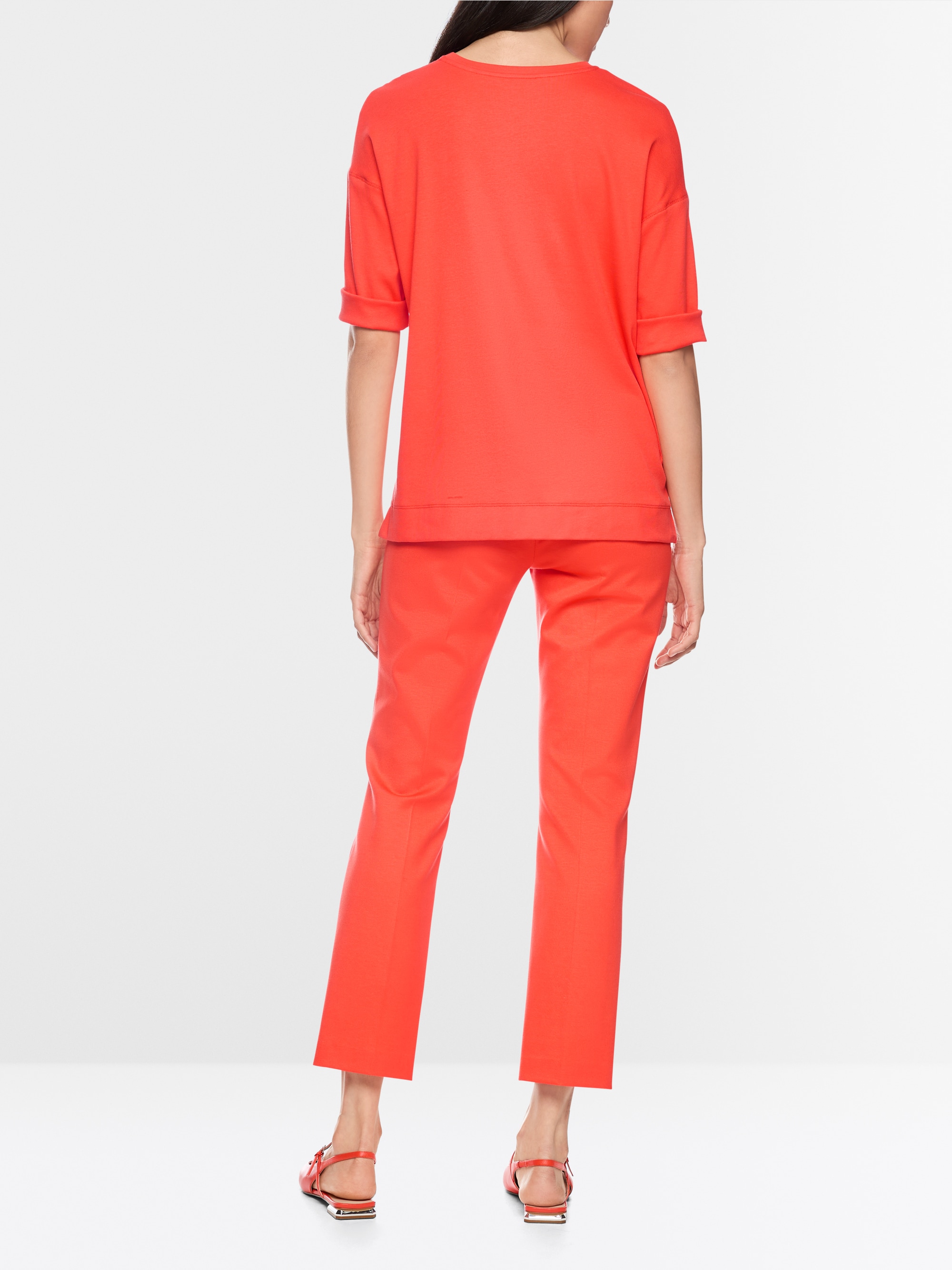 Wide blouse in material mix